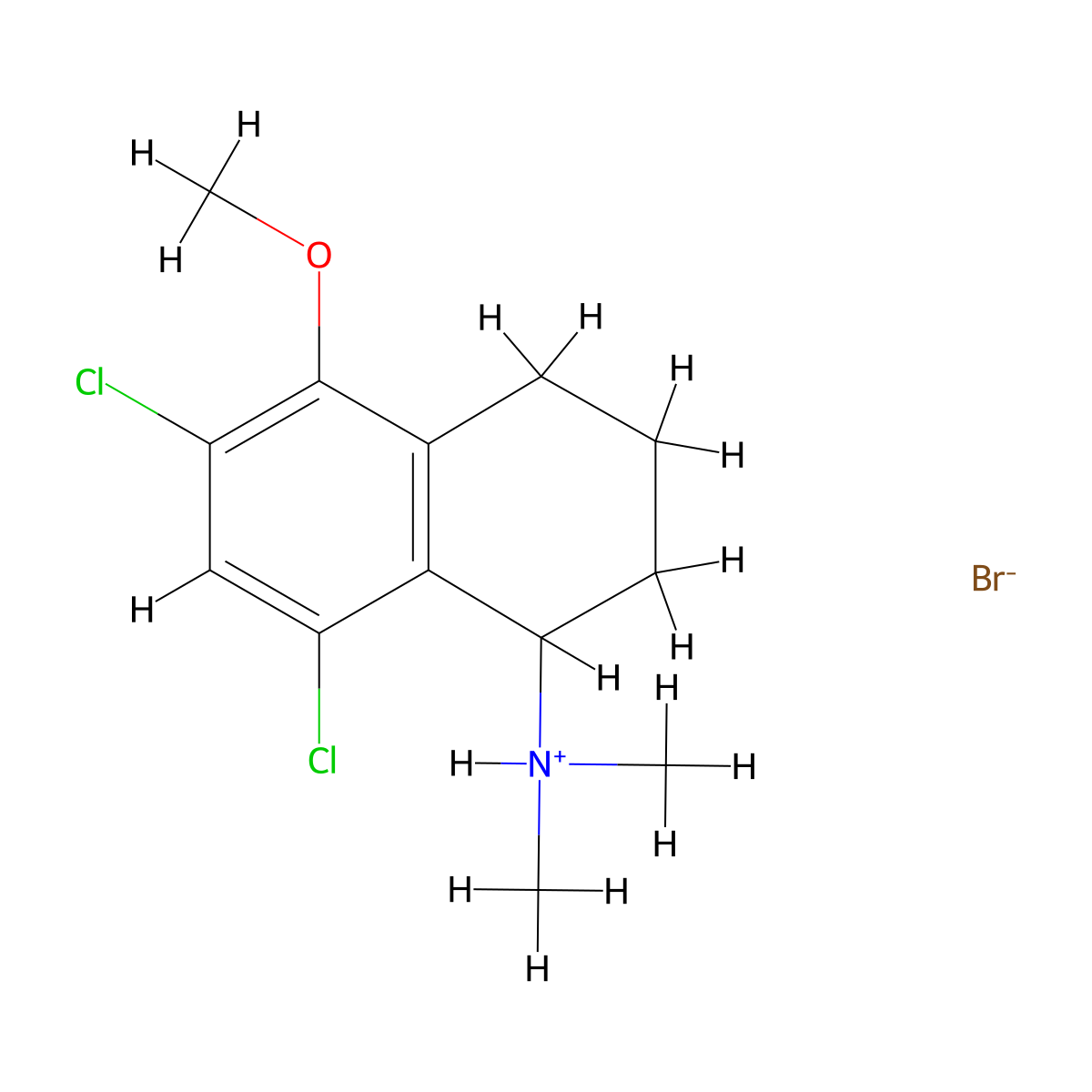 6,8-Dichloro-5-methoxy-N,N-dimethyl-1,2,3,4-tetrahydronaphthalen-1-amine--hydrogen bromide (1/1) molecular structure, CAS 64058-46-4