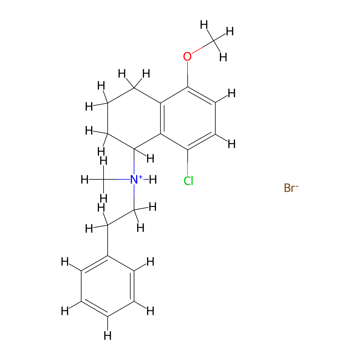 8-Chloro-5-methoxy-N-methyl-N-(2-phenylethyl)-1,2,3,4-tetrahydronaphthalen-1-amine--hydrogen bromide (1/1) molecular structure, CAS 64058-49-7