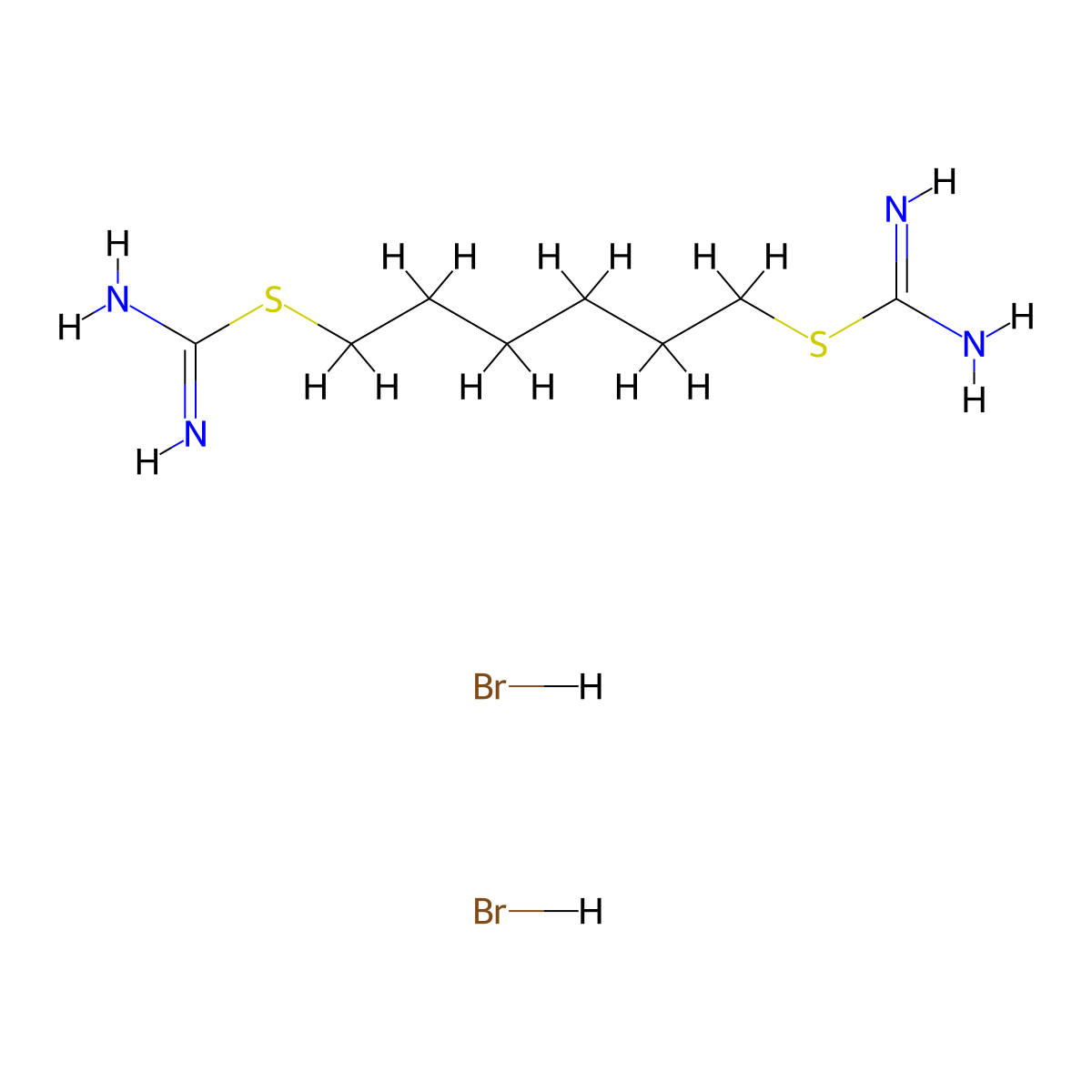 Hexane-1,6-diyl dicarbamimidothioate--hydrogen bromide (1/2) molecular structure, CAS 64058-53-3