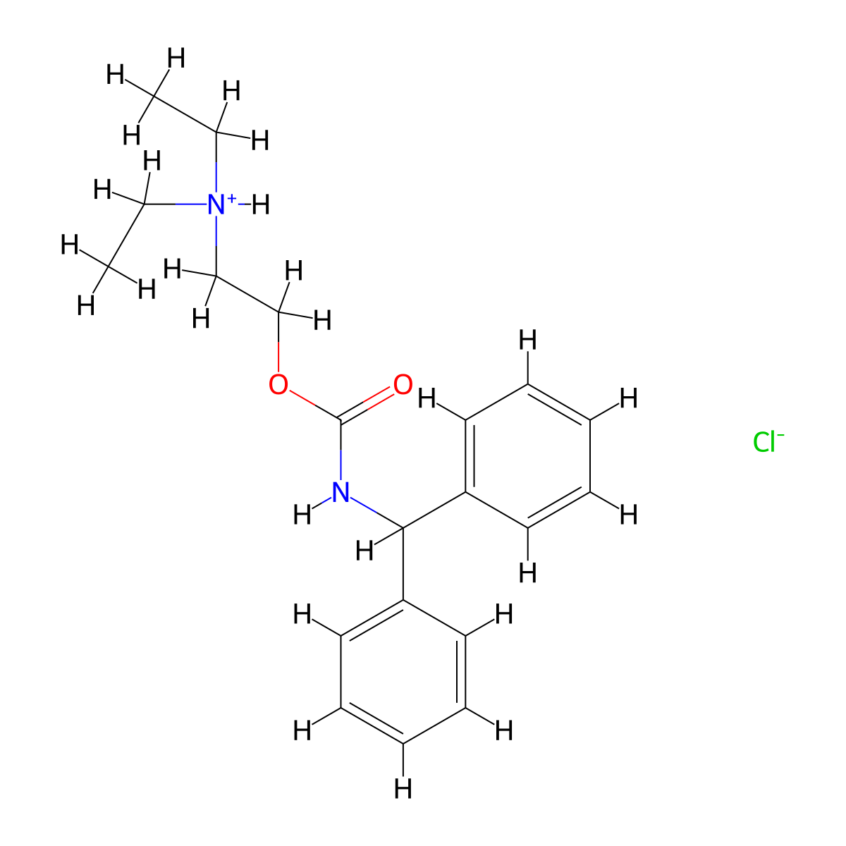 2-(Diethylamino)ethyl hydrogen (diphenylmethyl)carbonimidate--hydrogen chloride (1/1) molecular structure, CAS 64059-03-6
