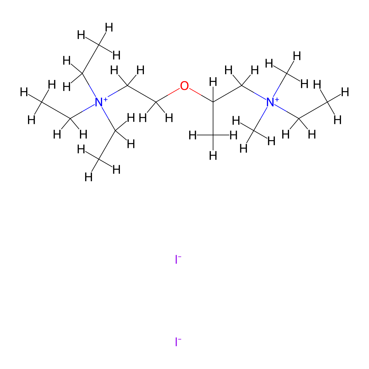 Ammonium, (2-methyl-2-(2-(triethylammonio)ethoxy)ethyl)ethyldimethyl-, diiodide molecular structure, CAS 64059-40-1