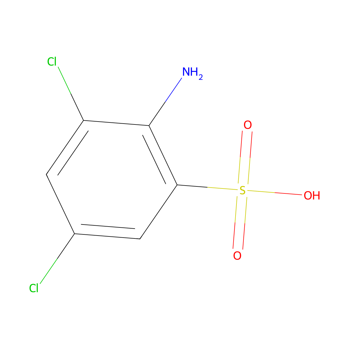 2-Amino-3,5-dichlorobenzene-1-sulfonic acid molecular structure, CAS 6406-21-9