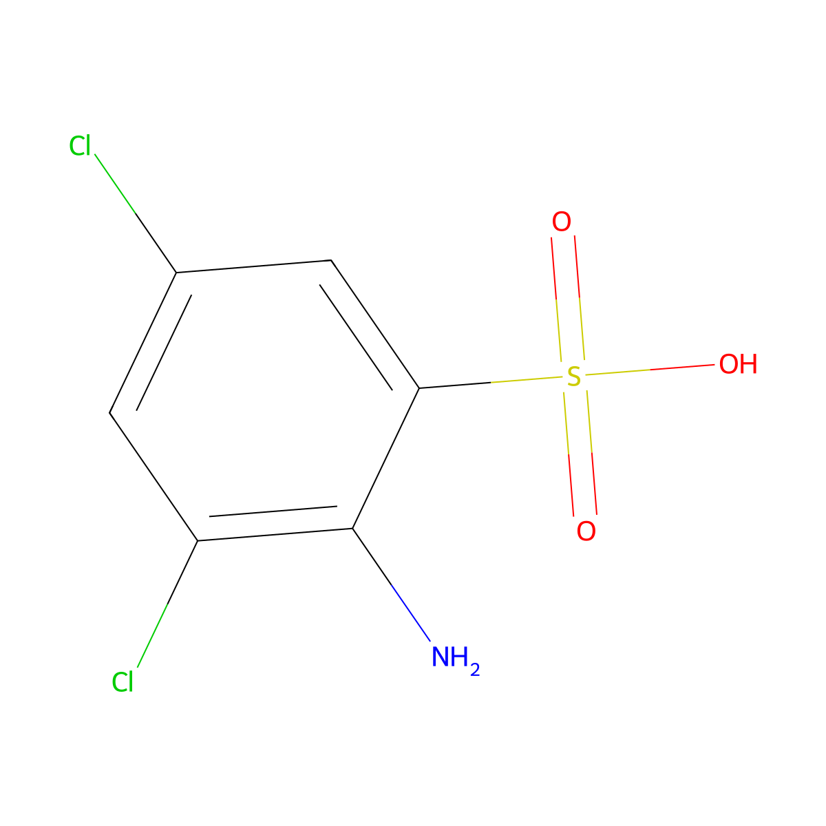 2-Amino-3,5-dichlorobenzene-1-sulfonic acid molecular structure, CAS 6406-21-9