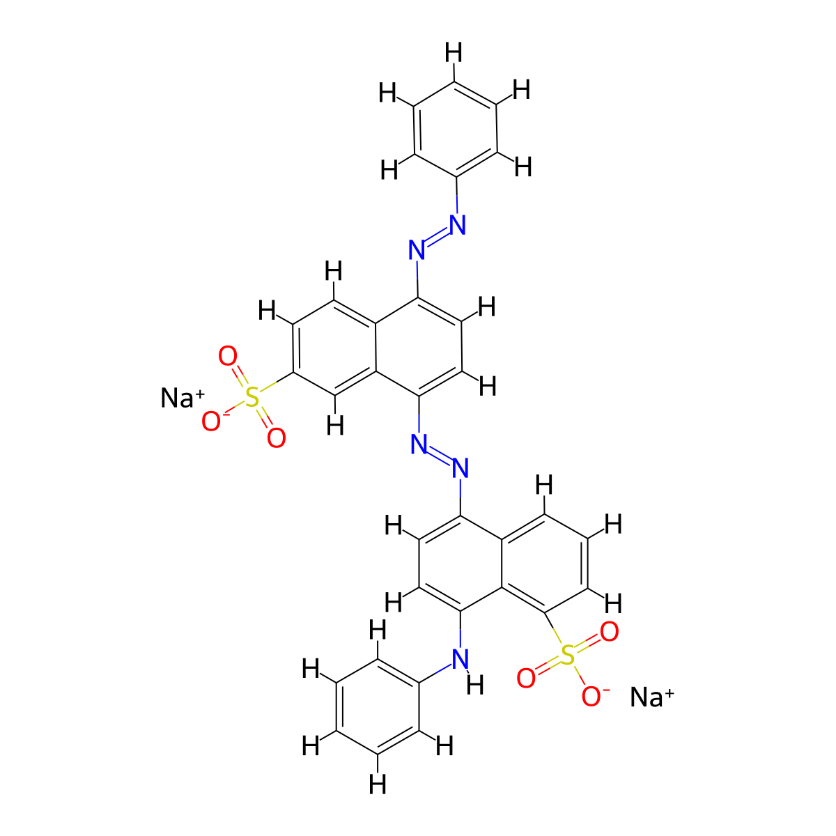 Disodium 8-(phenylamino)-5-((4-(phenylazo)-7-sulphonato-1-naphthyl)azo)naphthalenesulphonate molecular structure, CAS 6406-30-0
