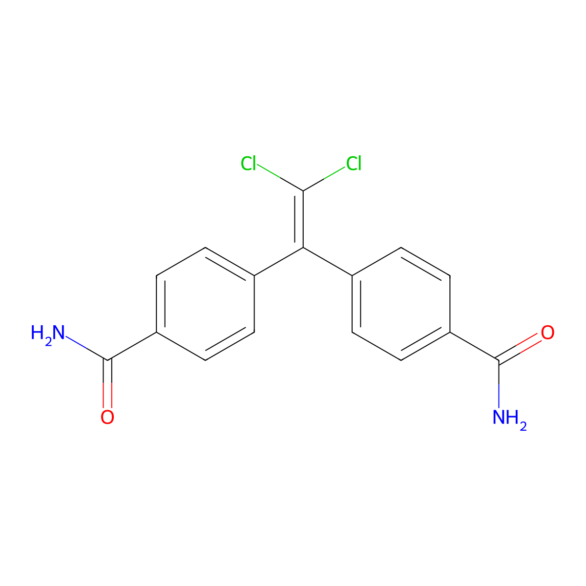 4-[1-(4-Carbamoylphenyl)-2,2-dichloroethenyl]benzamide molecular structure, CAS 6406-39-9
