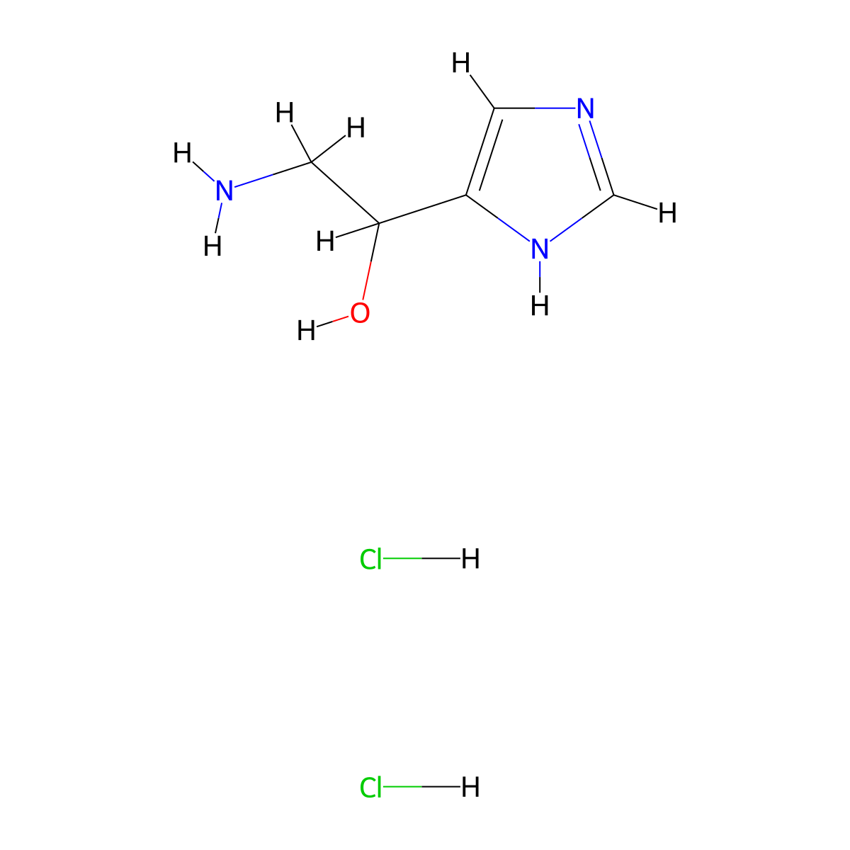 2-amino-1-(1H-imidazol-4-yl)ethanol dihydrochloride molecular structure, CAS 64068-29-7