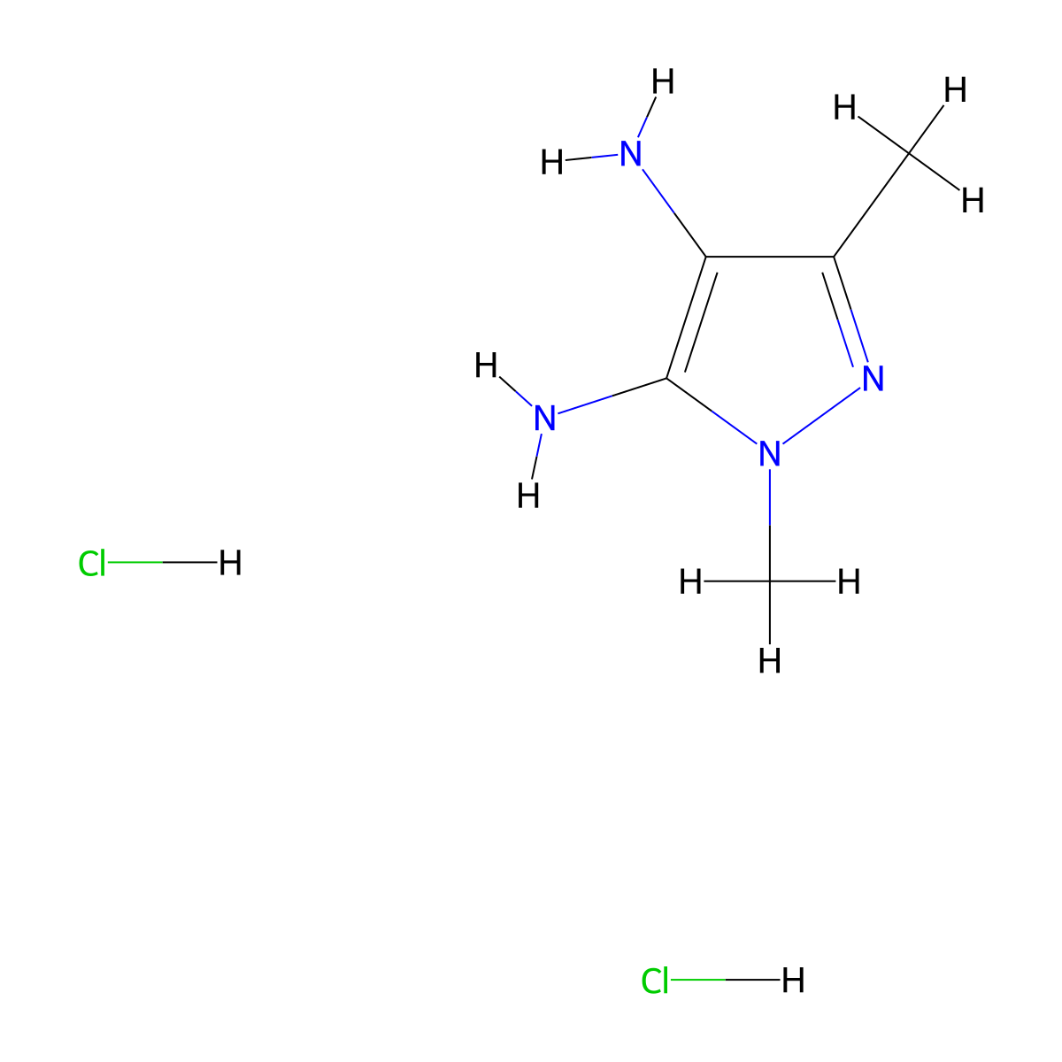 dimethyl-1H-pyrazole-4,5-diamine dihydrochloride molecular structure, CAS 64068-32-2