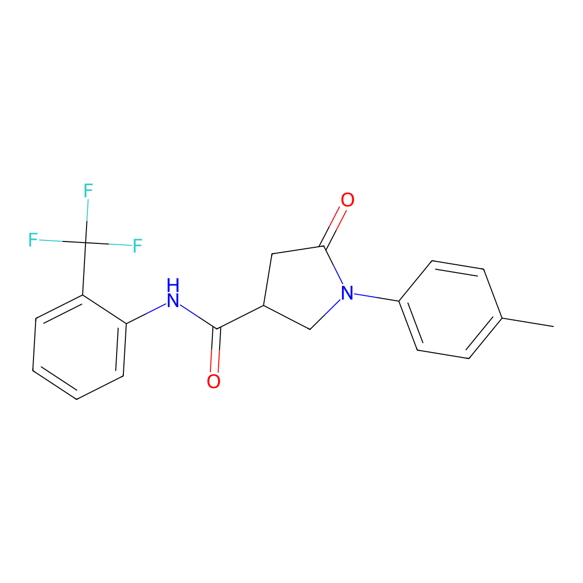 1-(4-methylphenyl)-5-oxo-N-[2-(trifluoromethyl)phenyl]pyrrolidine-3-carboxamide molecular structure, CAS 640697-30-9