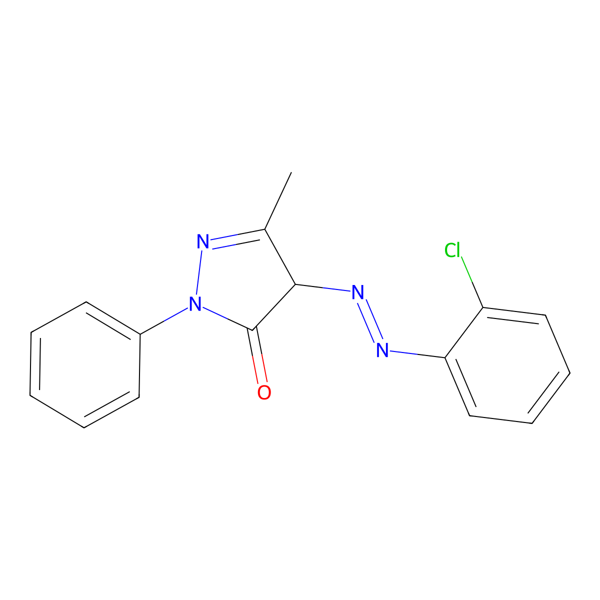3H-Pyrazol-3-one, 4-[2-(2-chlorophenyl)diazenyl]-2,4-dihydro-5-methyl-2-phenyl- molecular structure, CAS 6407-74-5