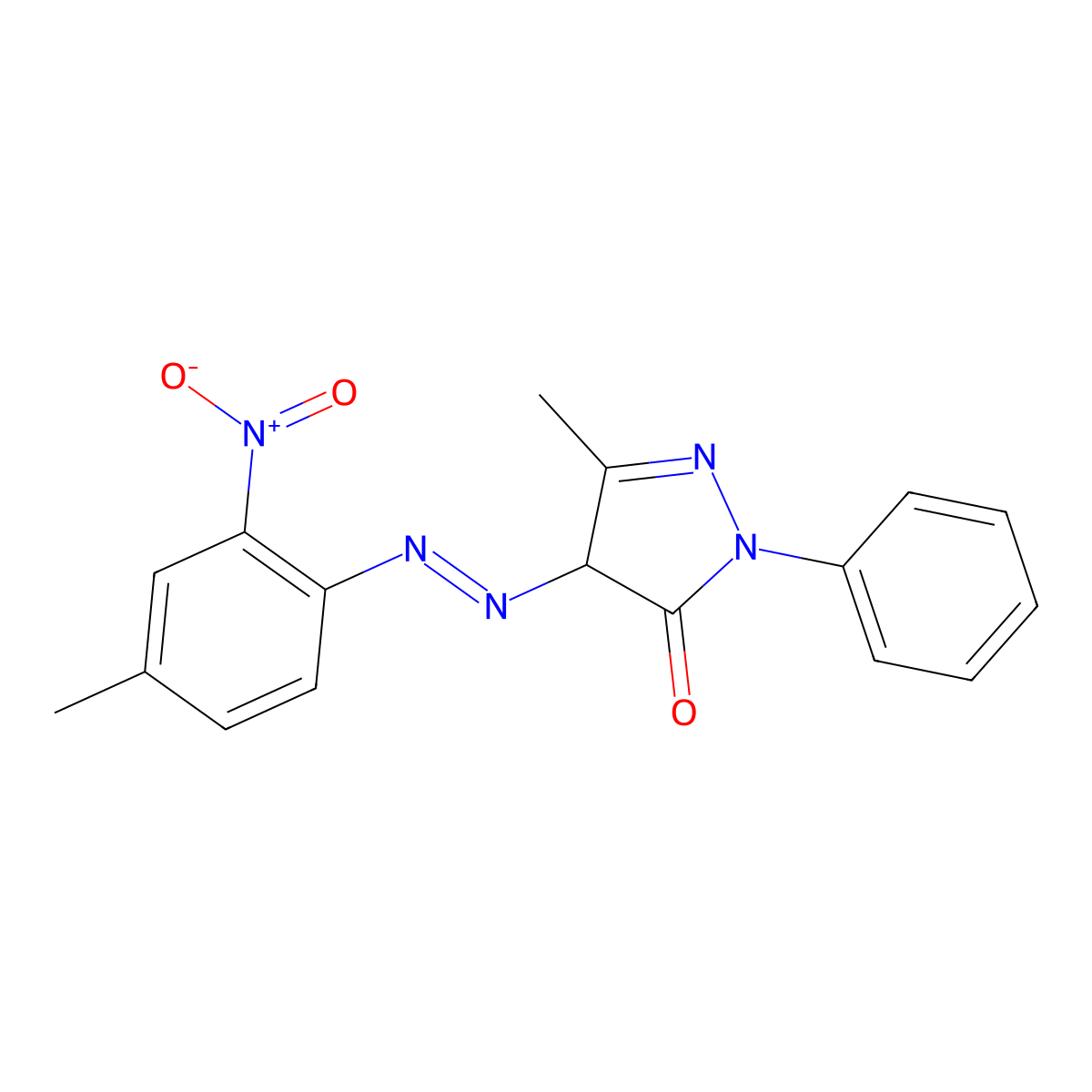 2,4-Dihydro-5-methyl-4-((4-methyl-2-nitrophenyl)azo)-2-phenyl-3H-pyrazol-3-one molecular structure, CAS 6407-77-8