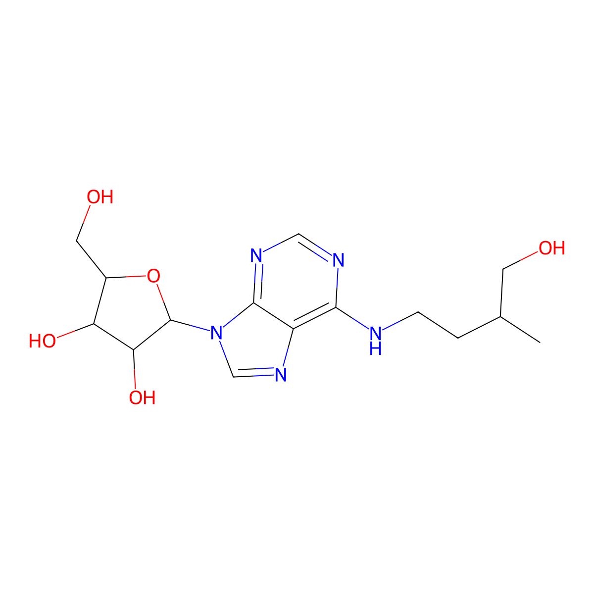 Dihydrozeatin riboside molecular structure, CAS 64070-21-9