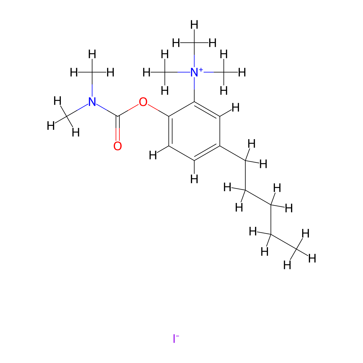 Ammonium, ((2-hydroxy-5-pentyl)phenyl)trimethyl-, iodide, dimethylcarbamate molecular structure, CAS 64070-78-6