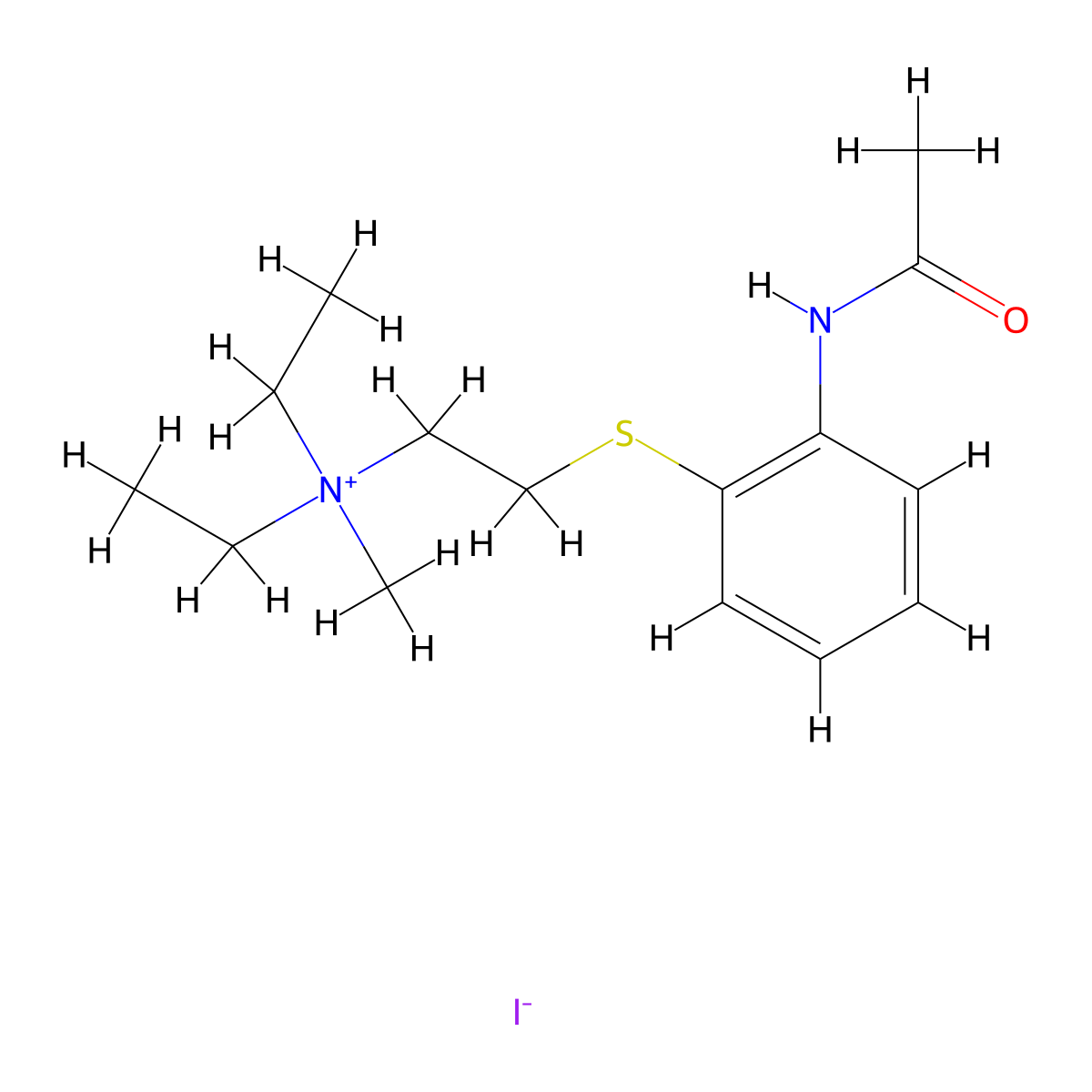Ammonium, (2-(o-acetamidophenylthio)ethyl)diethylmethyl-, iodide molecular structure, CAS 64070-80-0