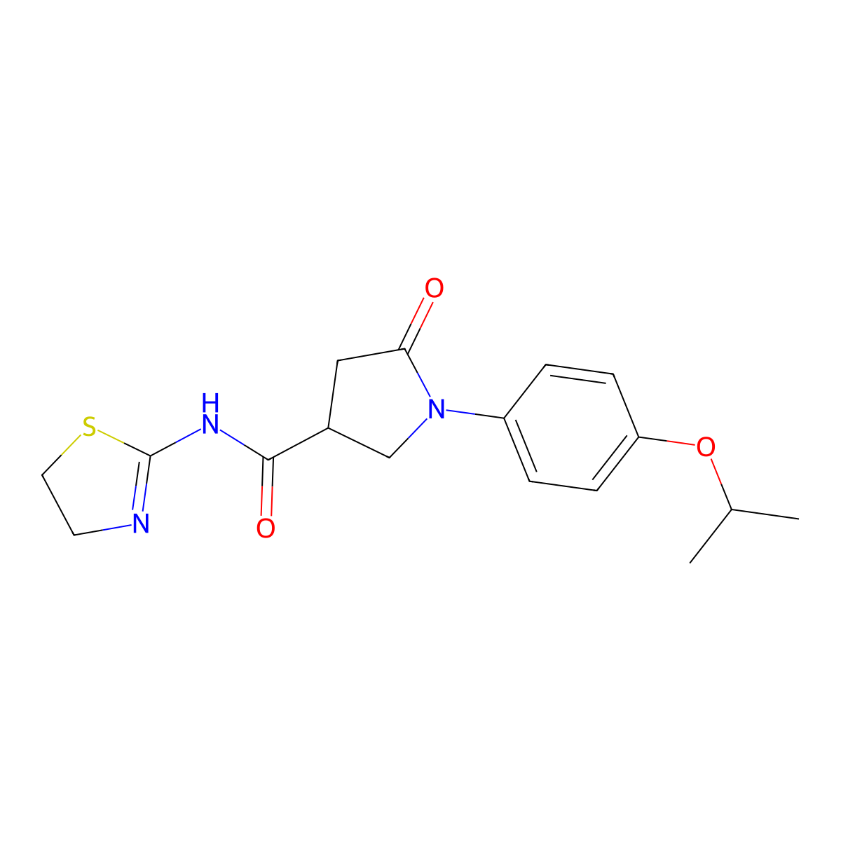 N-(4,5-dihydro-1,3-thiazol-2-yl)-5-oxo-1-(4-propan-2-yloxyphenyl)pyrrolidine-3-carboxamide molecular structure, CAS 640705-75-5