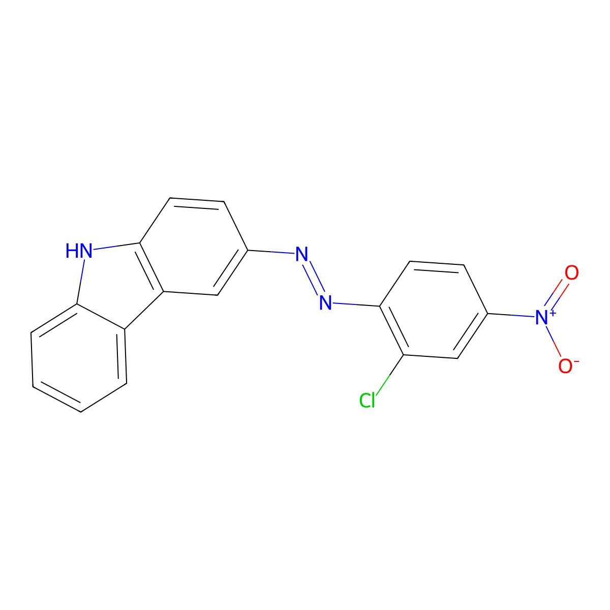 9H-Carbazole, 3-[2-(2-chloro-4-nitrophenyl)diazenyl]- molecular structure, CAS 64071-87-0