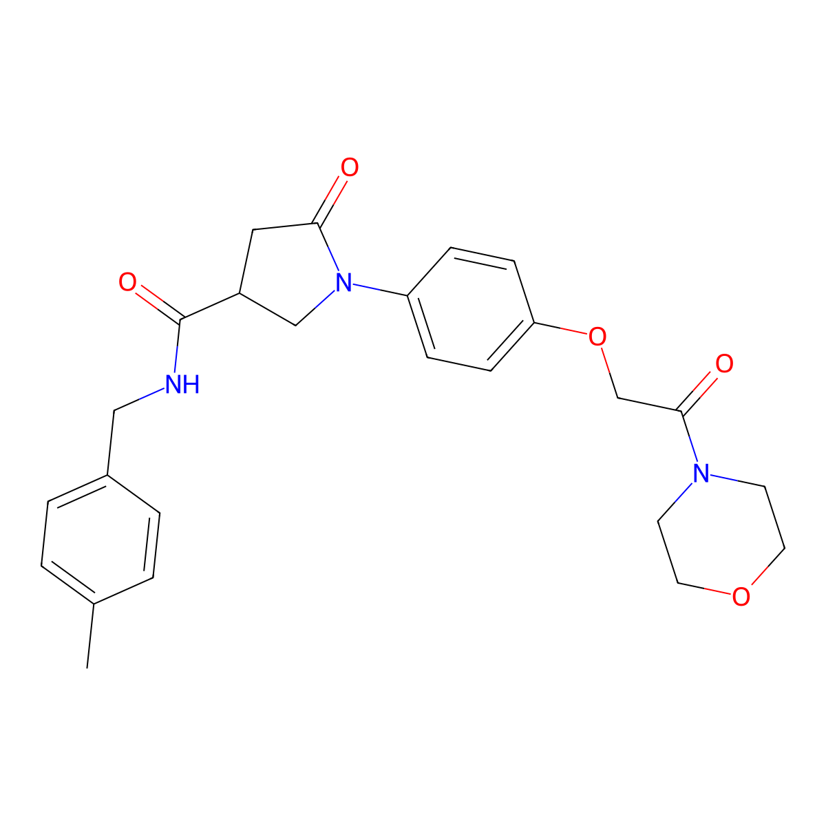 N-[(4-methylphenyl)methyl]-1-[4-(2-morpholin-4-yl-2-oxoethoxy)phenyl]-5-oxopyrrolidine-3-carboxamide molecular structure, CAS 640713-06-0