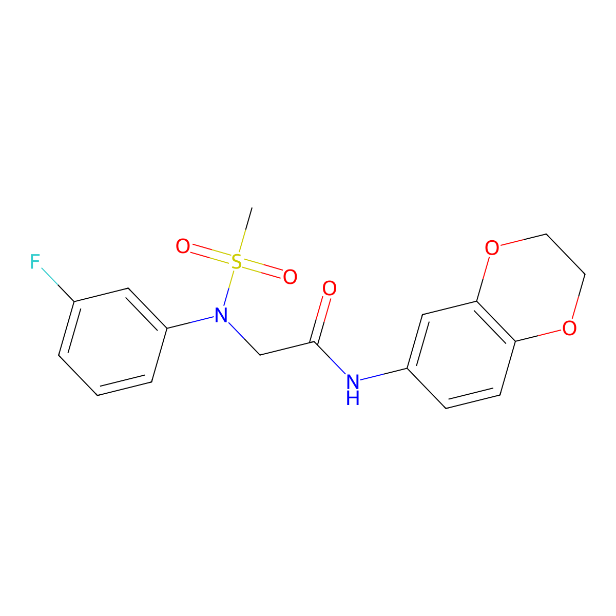 N-(2,3-dihydro-1,4-benzodioxin-6-yl)-2-(3-fluoro-N-methylsulfonylanilino)acetamide molecular structure, CAS 640714-08-5