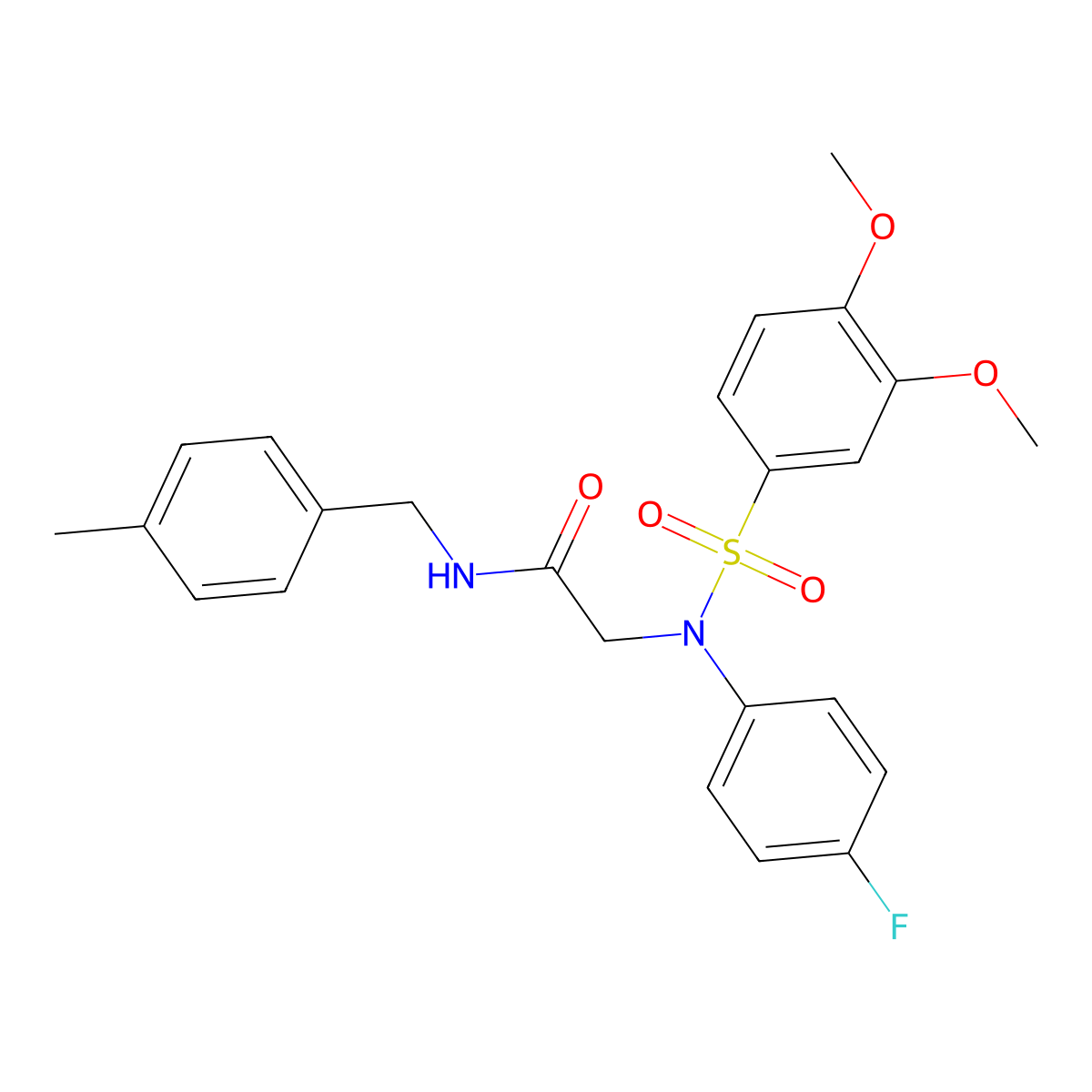 2-(N-(3,4-dimethoxyphenyl)sulfonyl-4-fluoroanilino)-N-[(4-methylphenyl)methyl]acetamide molecular structure, CAS 640714-39-2