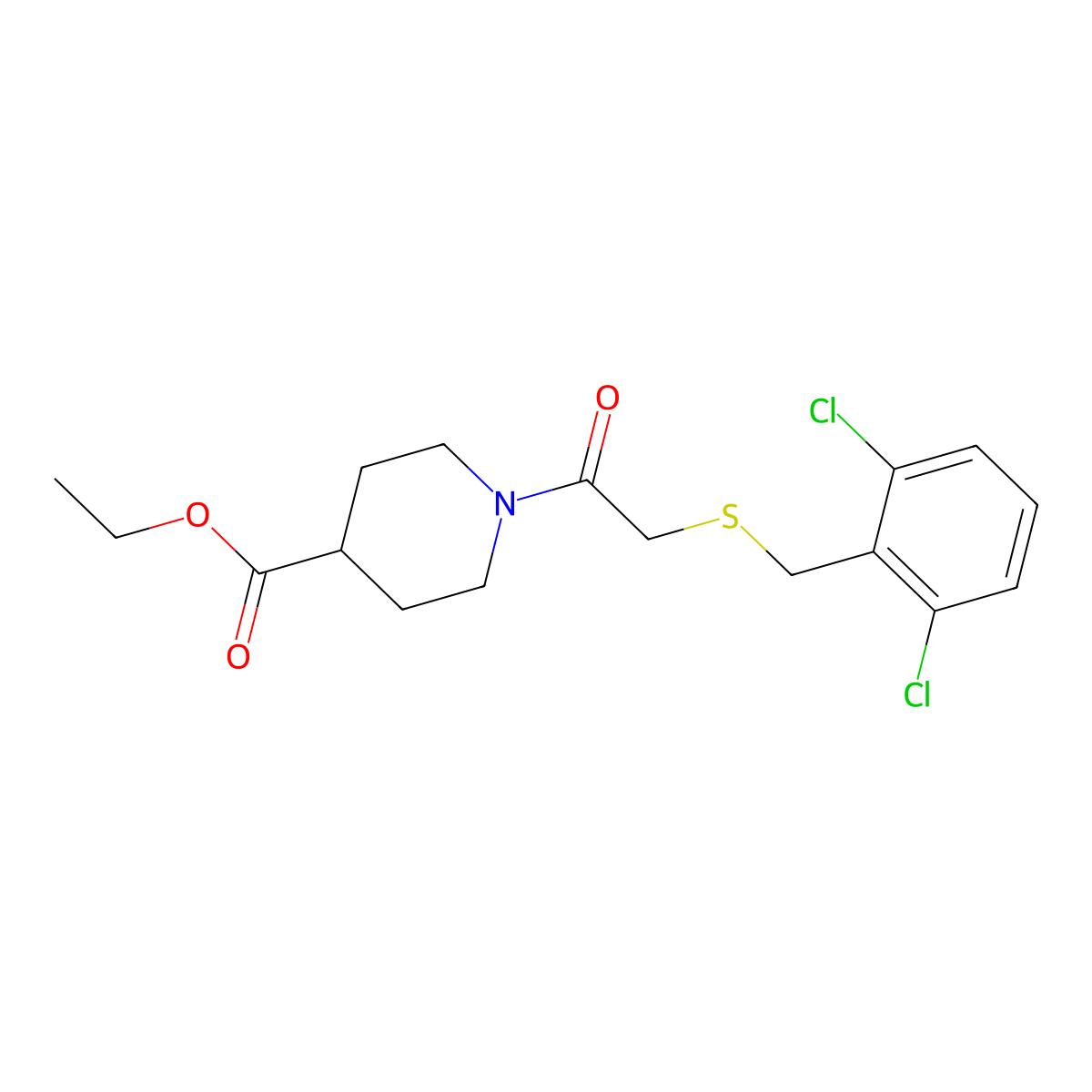 Ethyl 1-{[(2,6-dichlorobenzyl)sulfanyl]acetyl}piperidine-4-carboxylate molecular structure, CAS 640715-65-7