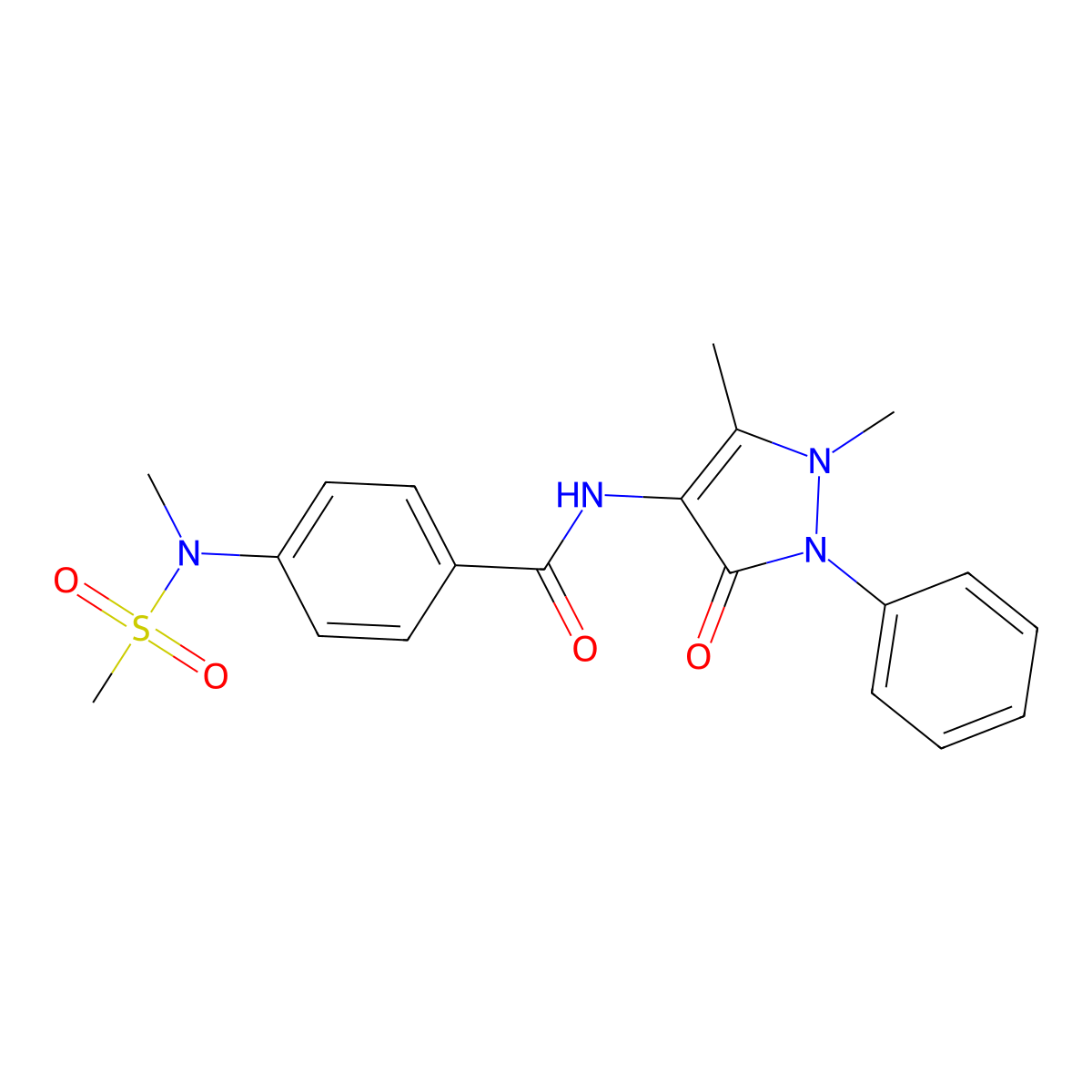 N-(1,5-dimethyl-3-oxo-2-phenyl-2,3-dihydro-1H-pyrazol-4-yl)-4-[methyl(methylsulfonyl)amino]benzamide molecular structure, CAS 640716-57-0