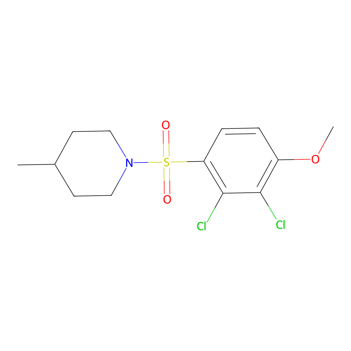 1-(2,3-Dichloro-4-methoxyphenyl)sulfonyl-4-methylpiperidine molecular structure, CAS 640716-60-5
