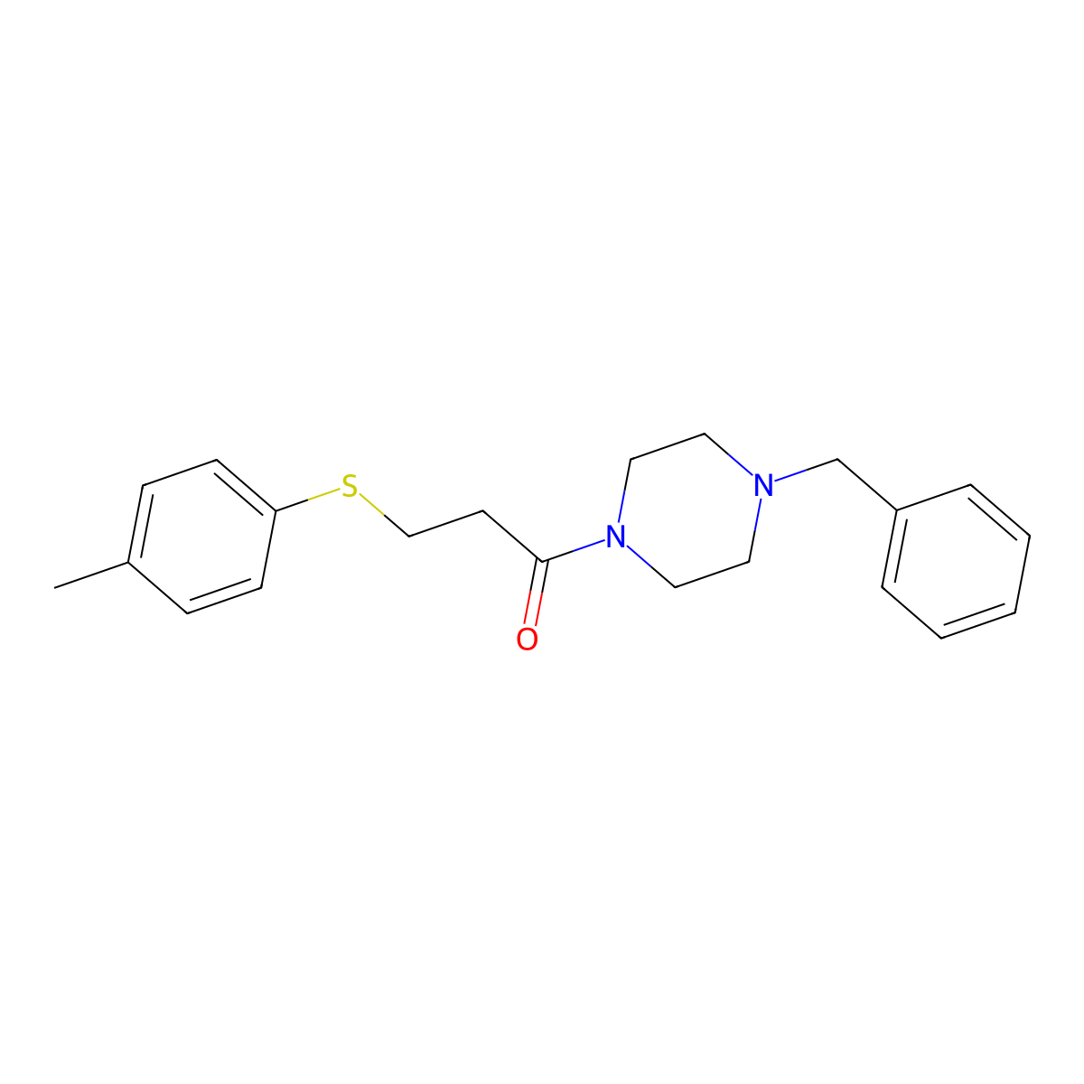 1-(4-Benzylpiperazin-1-yl)-3-(4-methylphenyl)sulfanylpropan-1-one molecular structure, CAS 640716-71-8