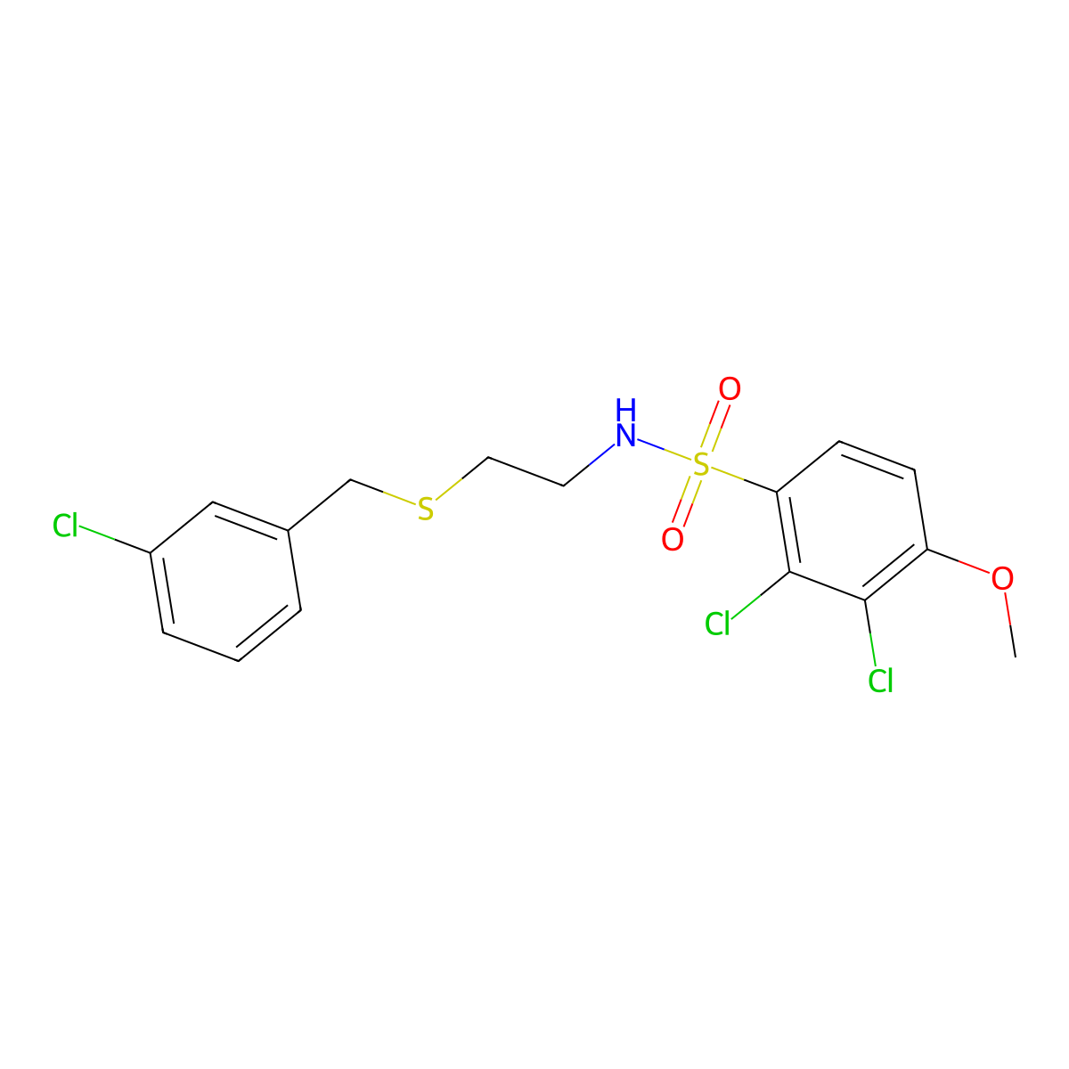 2,3-dichloro-N-{2-[(3-chlorobenzyl)sulfanyl]ethyl}-4-methoxybenzenesulfonamide molecular structure, CAS 640716-94-5