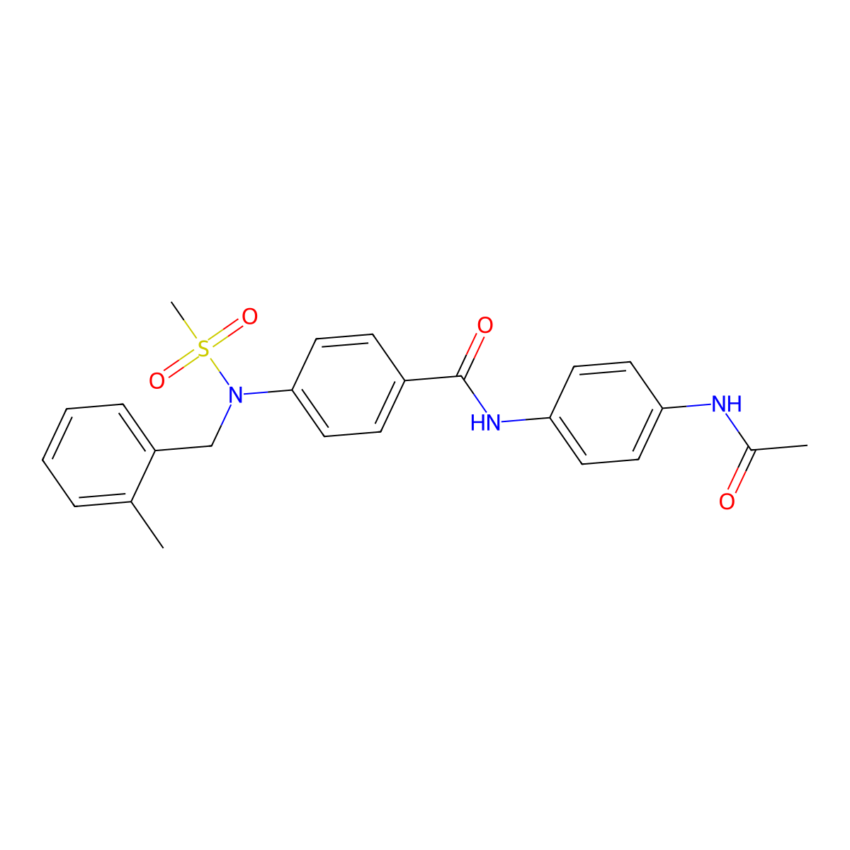 N-[4-(acetylamino)phenyl]-4-[(2-methylbenzyl)(methylsulfonyl)amino]benzamide molecular structure, CAS 640717-20-0