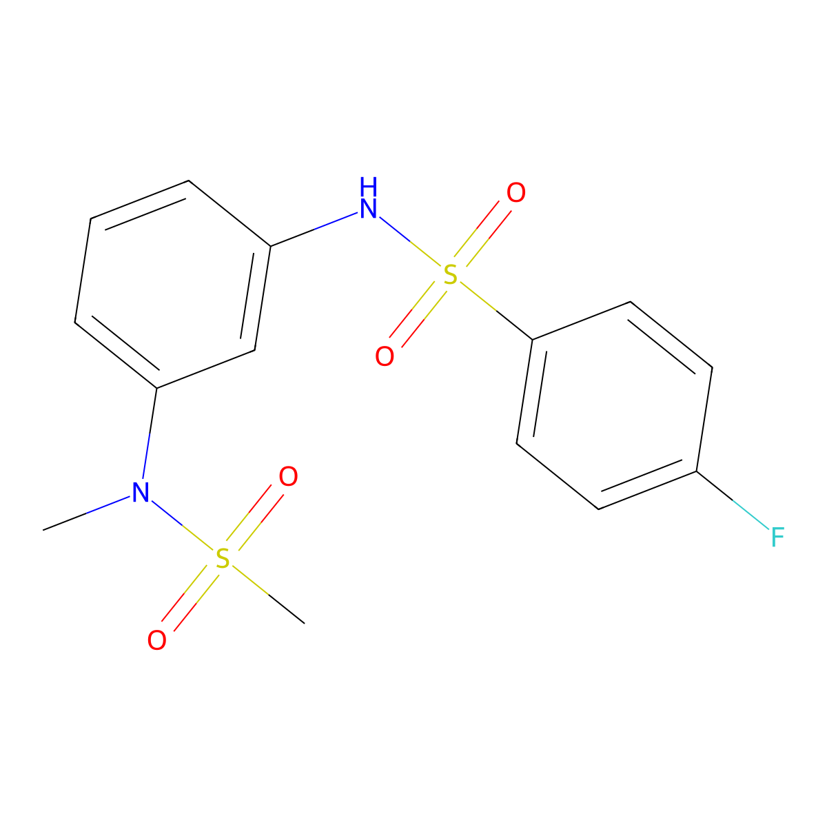 4-fluoro-N-[3-[methyl(methylsulfonyl)amino]phenyl]benzenesulfonamide molecular structure, CAS 640717-23-3