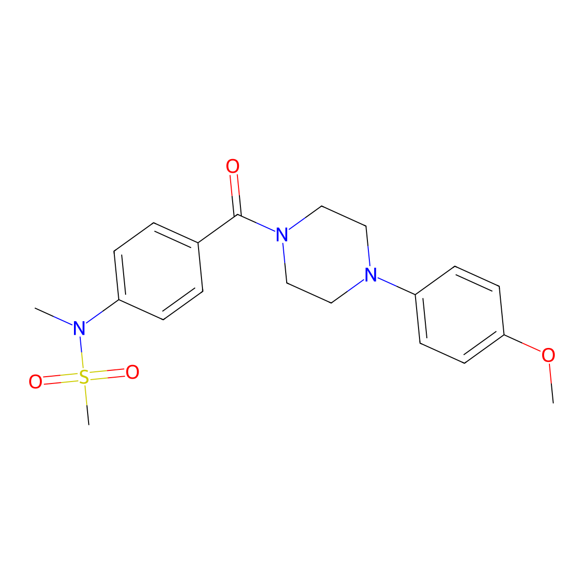 N-[4-[4-(4-methoxyphenyl)piperazine-1-carbonyl]phenyl]-N-methylmethanesulfonamide molecular structure, CAS 640717-88-0