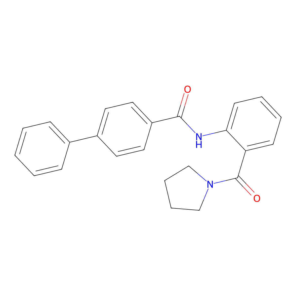 4-phenyl-N-[2-(pyrrolidine-1-carbonyl)phenyl]benzamide molecular structure, CAS 640718-18-9