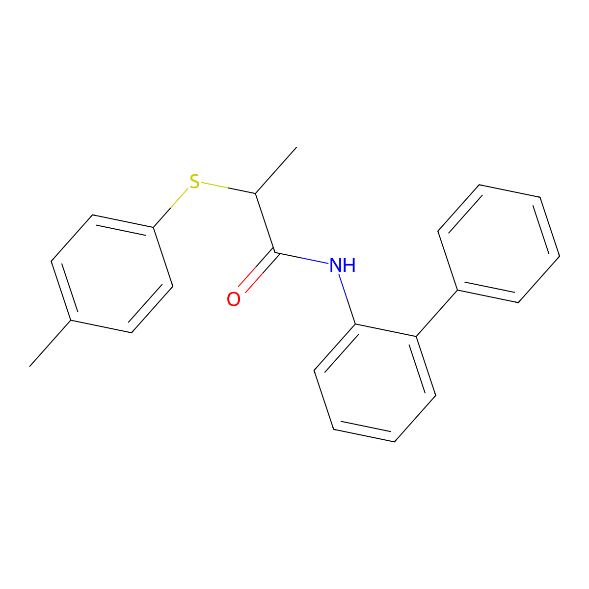 N-(biphenyl-2-yl)-2-[(4-methylphenyl)sulfanyl]propanamide molecular structure, CAS 640718-76-9