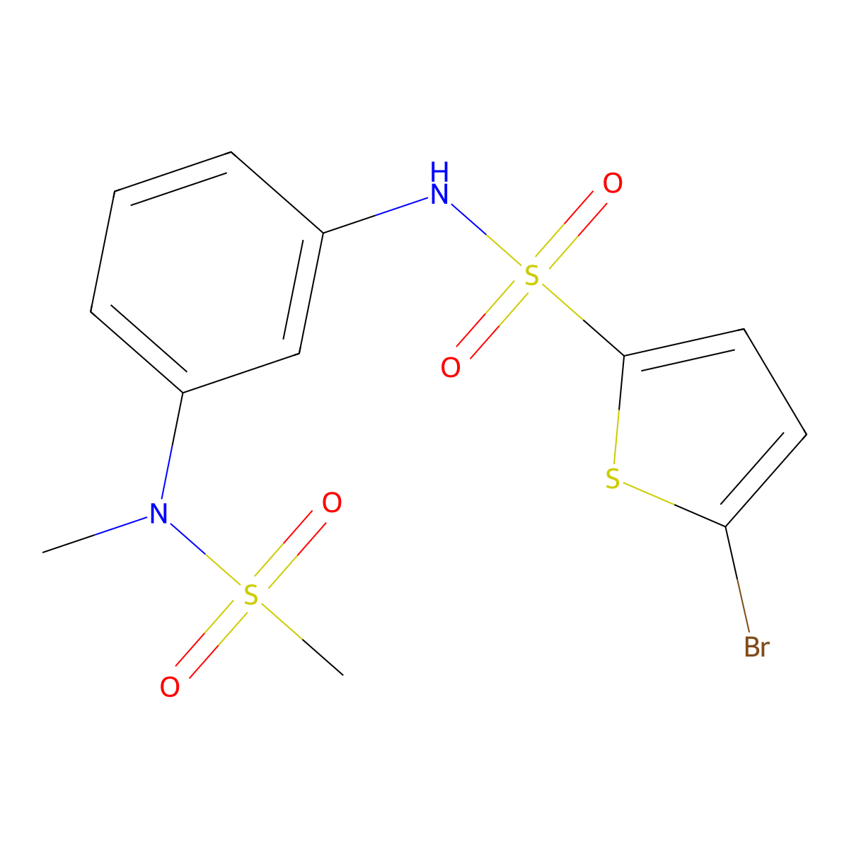 5-bromo-N-[3-[methyl(methylsulfonyl)amino]phenyl]thiophene-2-sulfonamide molecular structure, CAS 640718-77-0