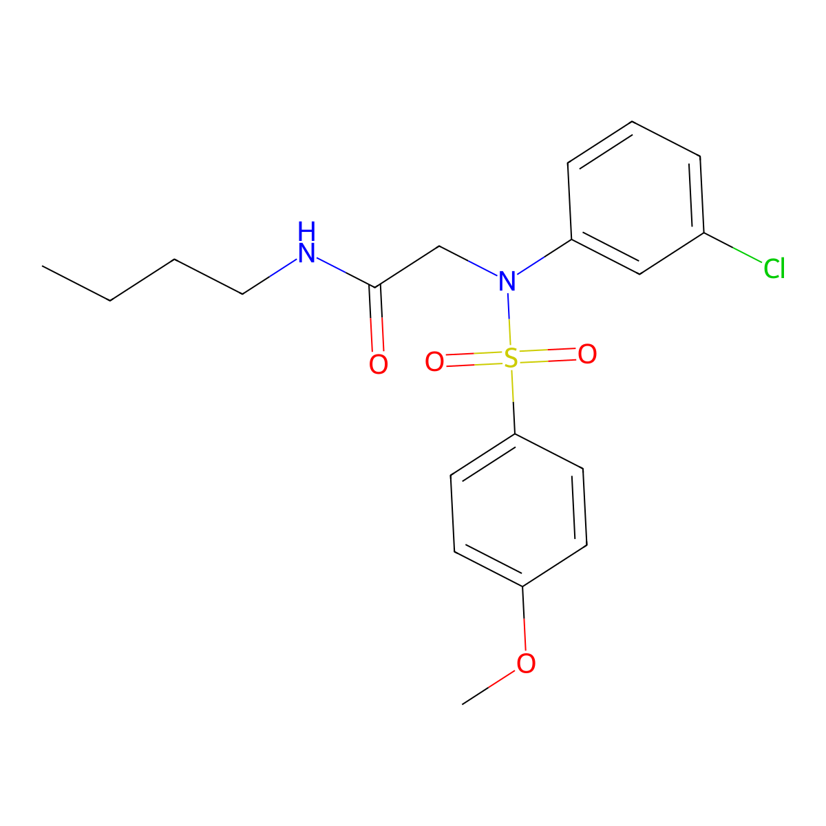 N-butyl-2-{3-chloro[(4-methoxyphenyl)sulfonyl]anilino}acetamide molecular structure, CAS 640719-10-4