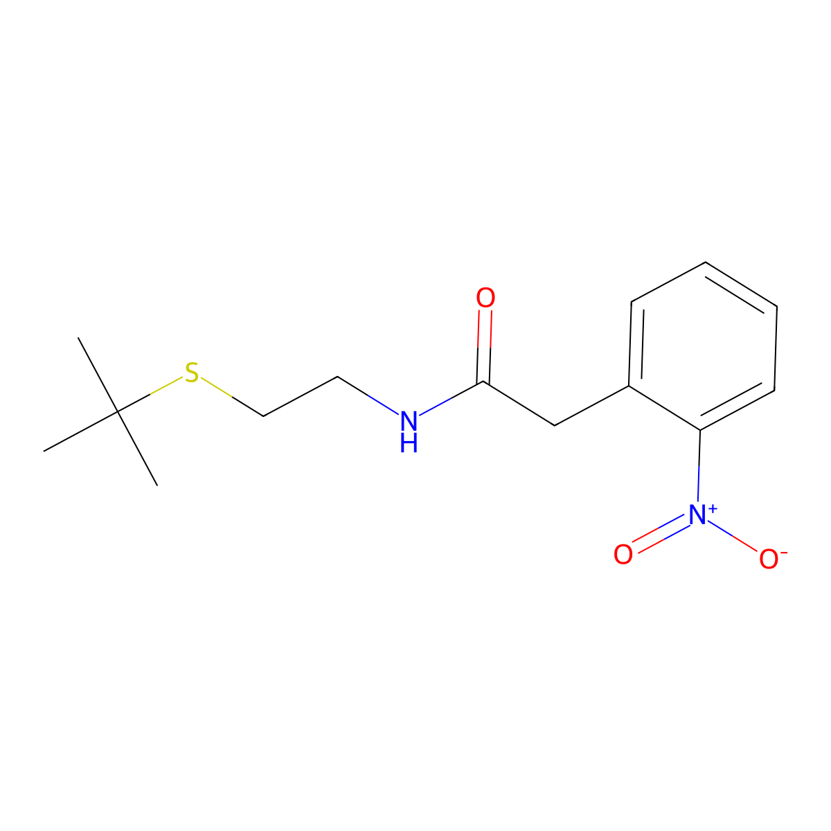 N-(2-tert-butylsulfanylethyl)-2-(2-nitrophenyl)acetamide molecular structure, CAS 640719-30-8