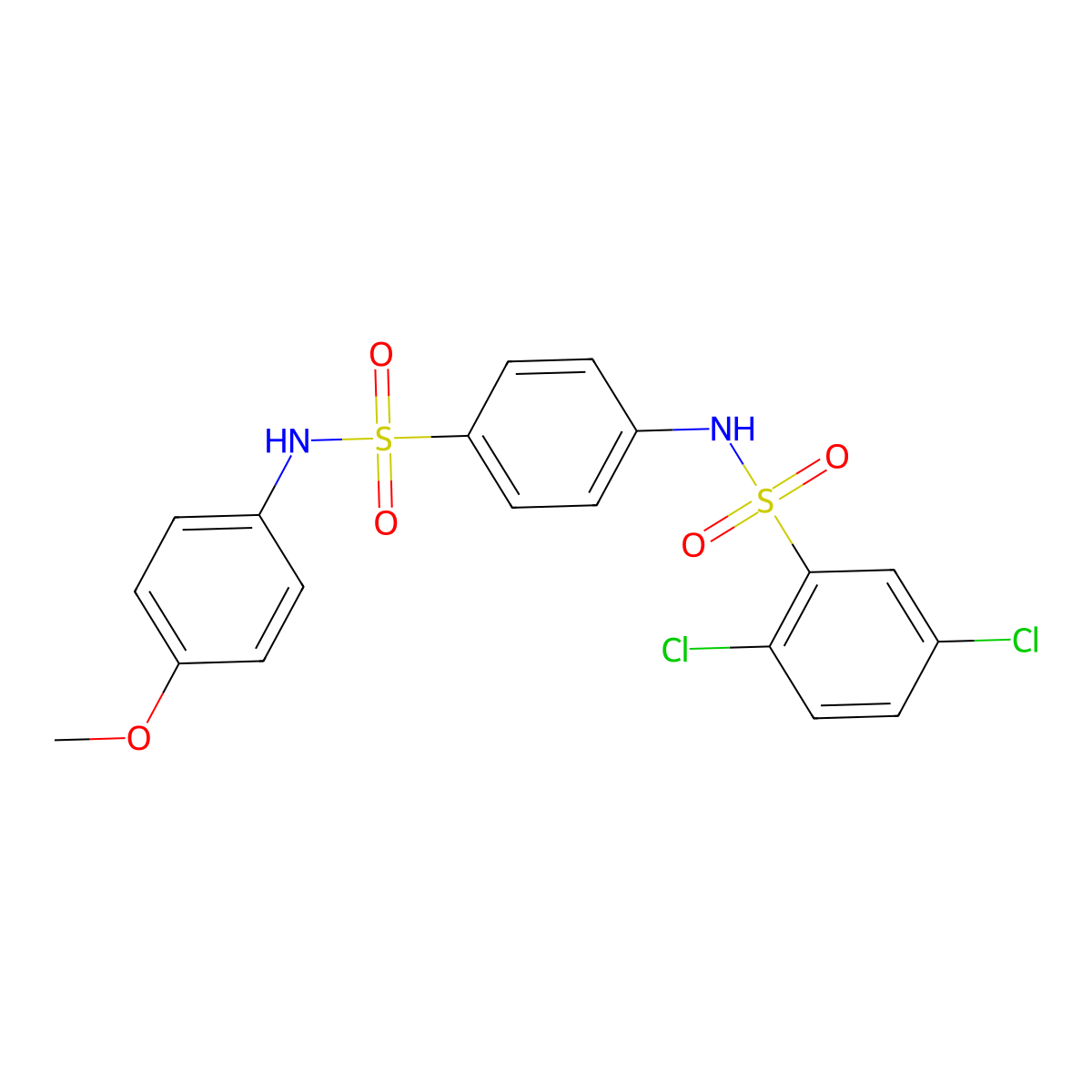 2,5-dichloro-N-[4-[(4-methoxyphenyl)sulfamoyl]phenyl]benzenesulfonamide molecular structure, CAS 640719-65-9