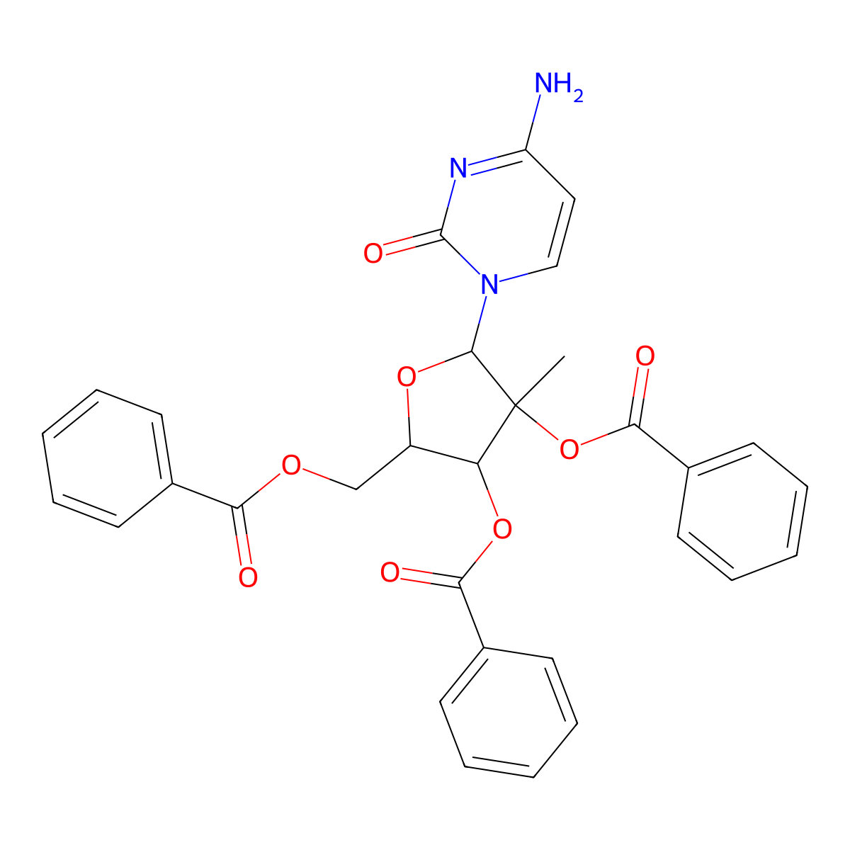 2'-C-Methyl-2',3',5'-tri-O-benzoylcytidine molecular structure, CAS 640725-69-5