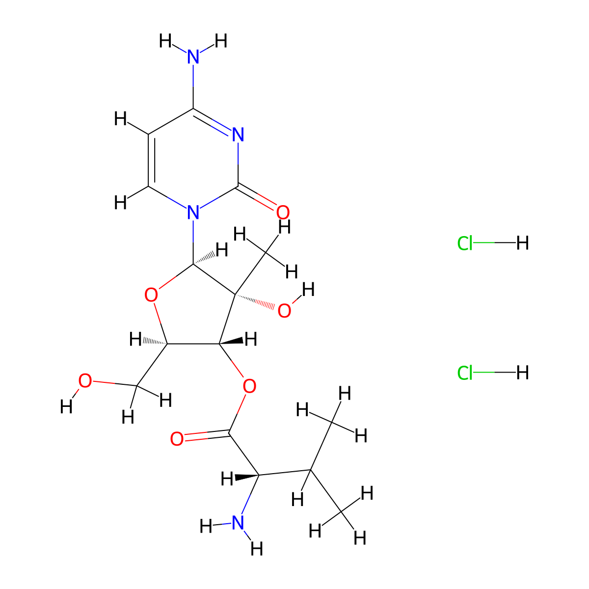Valopicitabine Dihydrochloride molecular structure, CAS 640725-71-9
