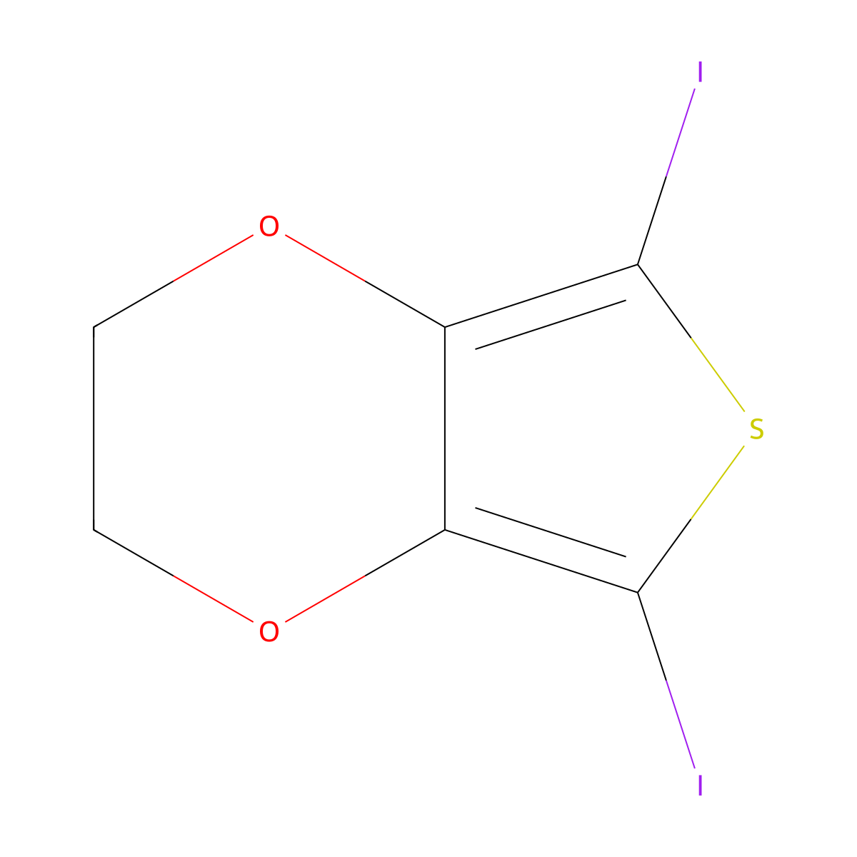 5,7-Diiodo-2,3-dihydrothieno[3,4-b][1,4]dioxine molecular structure, CAS 640737-72-0