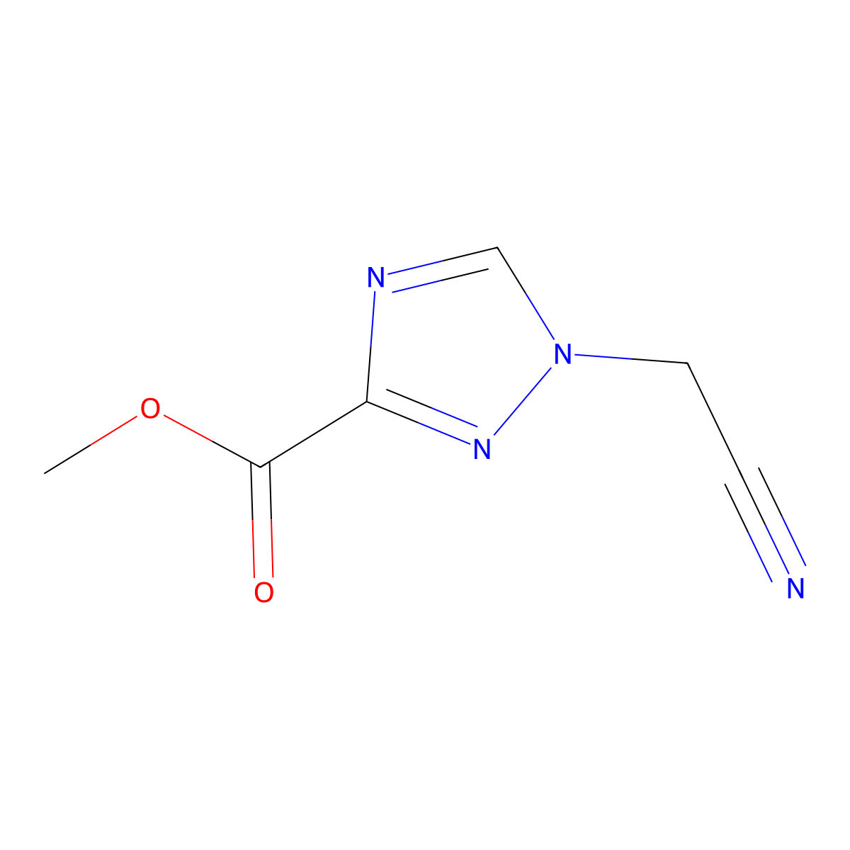 methyl 1-(cyanomethyl)-1H-1,2,4-triazole-3-carboxylate molecular structure, CAS 64074-25-5