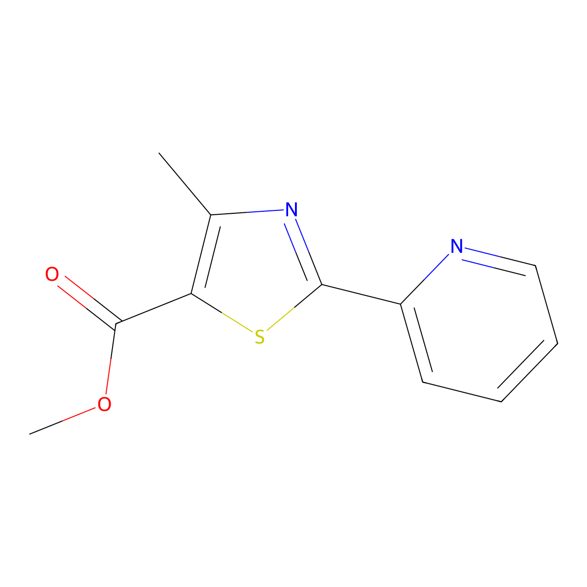 Methyl 4-methyl-2-(pyridin-2-yl)thiazole-5-carboxylate molecular structure, CAS 640743-55-1