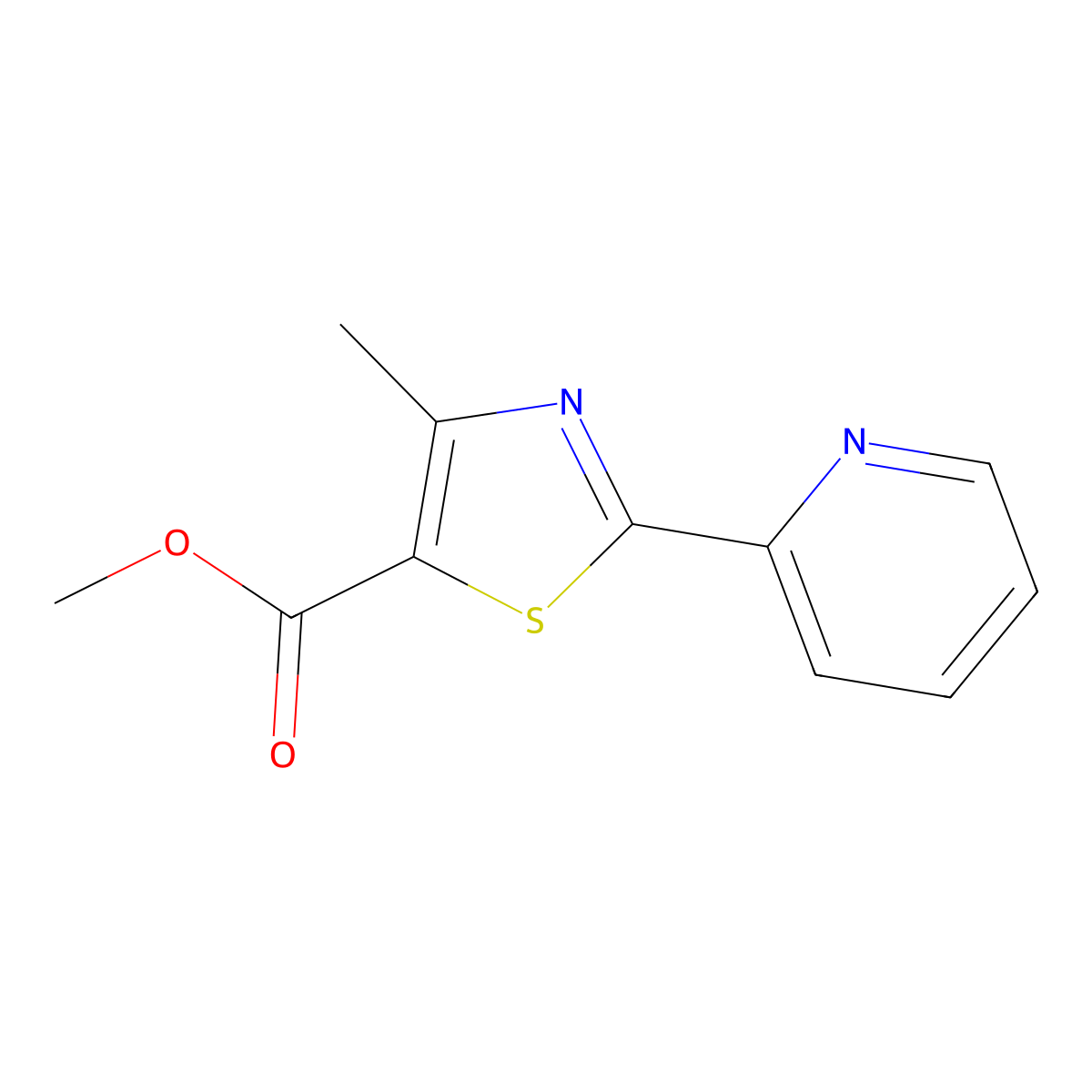 Methyl 4-methyl-2-(pyridin-2-yl)thiazole-5-carboxylate molecular structure, CAS 640743-55-1