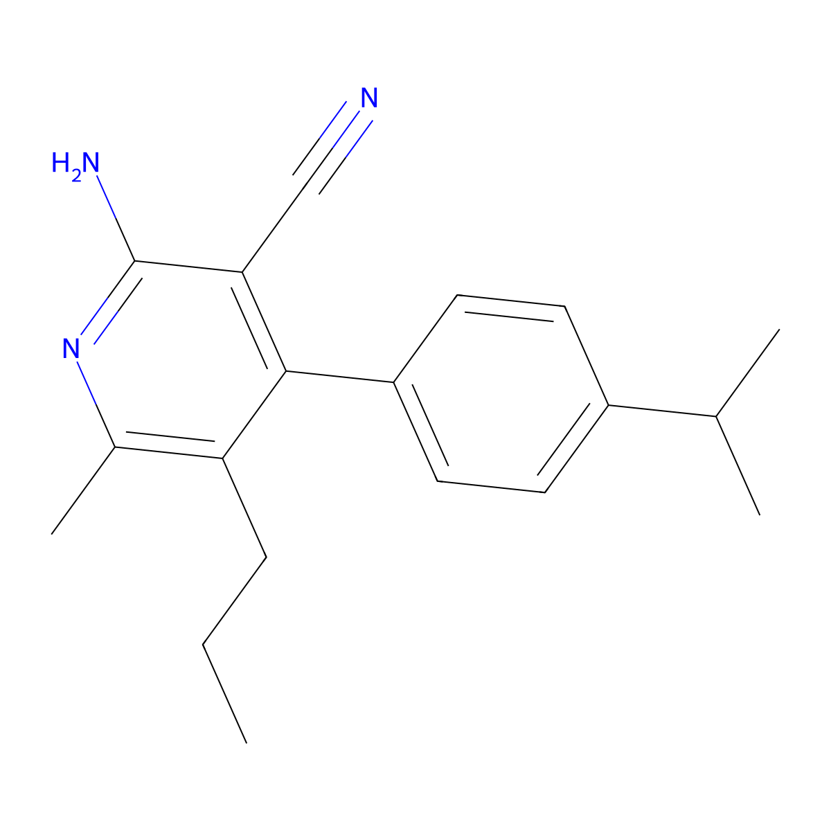 2-Amino-6-methyl-4-[4-(propan-2-yl)phenyl]-5-propylpyridine-3-carbonitrile molecular structure, CAS 640755-43-7