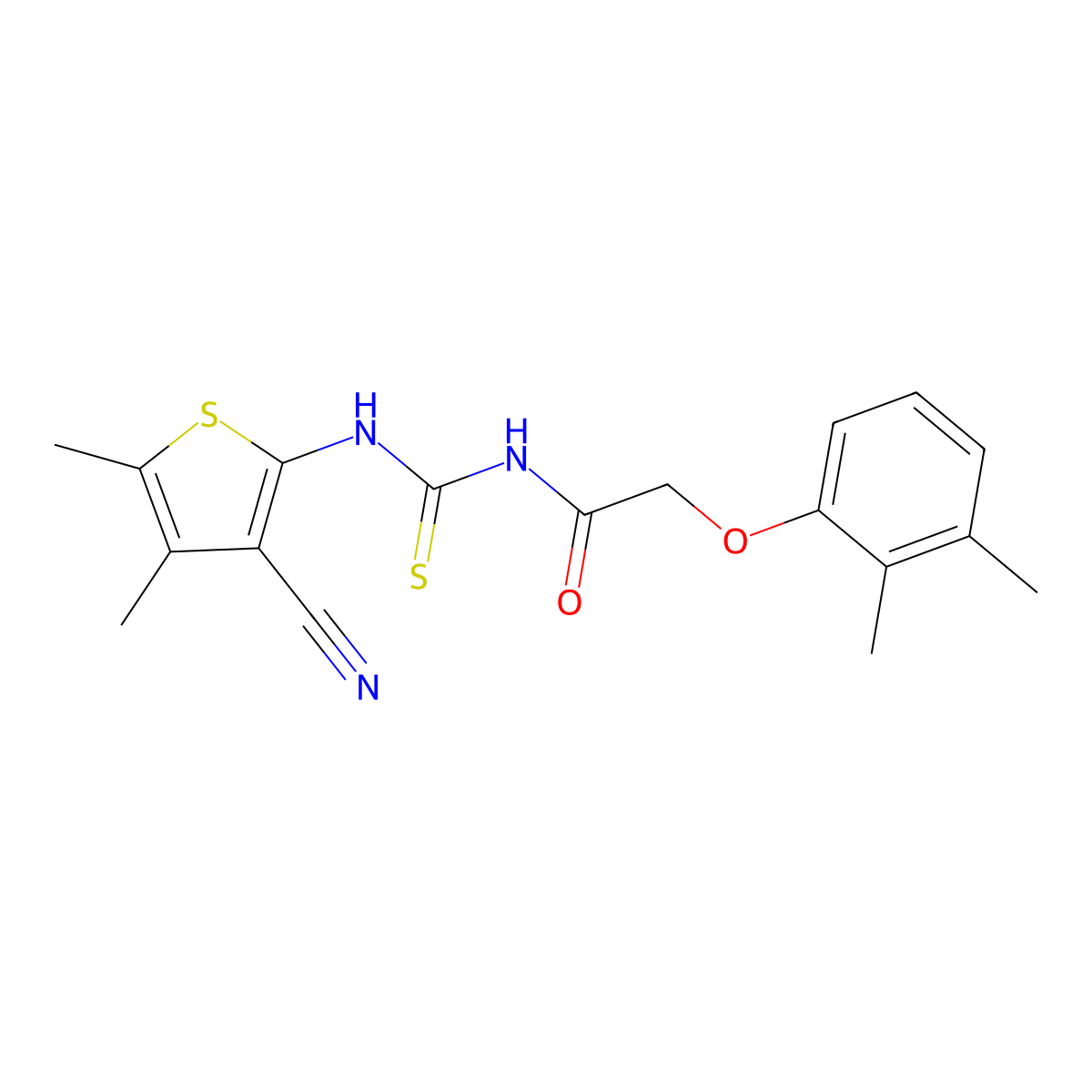 N-[(3-cyano-4,5-dimethylthiophen-2-yl)carbamothioyl]-2-(2,3-dimethylphenoxy)acetamide molecular structure, CAS 640757-61-5