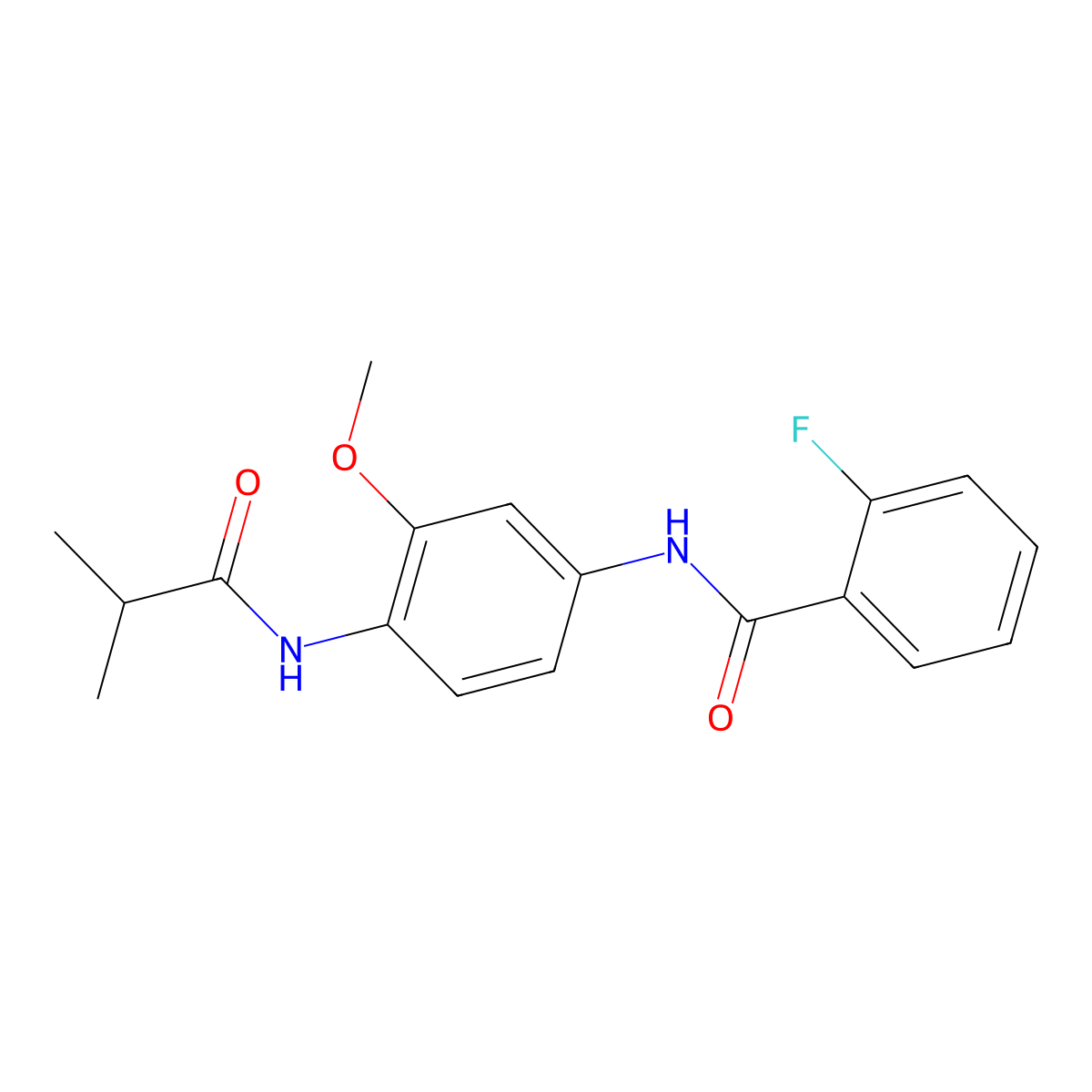 2-fluoro-N-[3-methoxy-4-(2-methylpropanoylamino)phenyl]benzamide molecular structure, CAS 640757-64-8