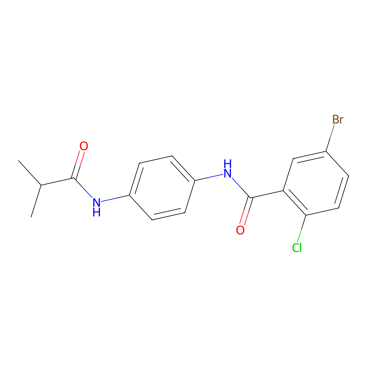 5-bromo-2-chloro-N-[4-(2-methylpropanoylamino)phenyl]benzamide molecular structure, CAS 640757-65-9