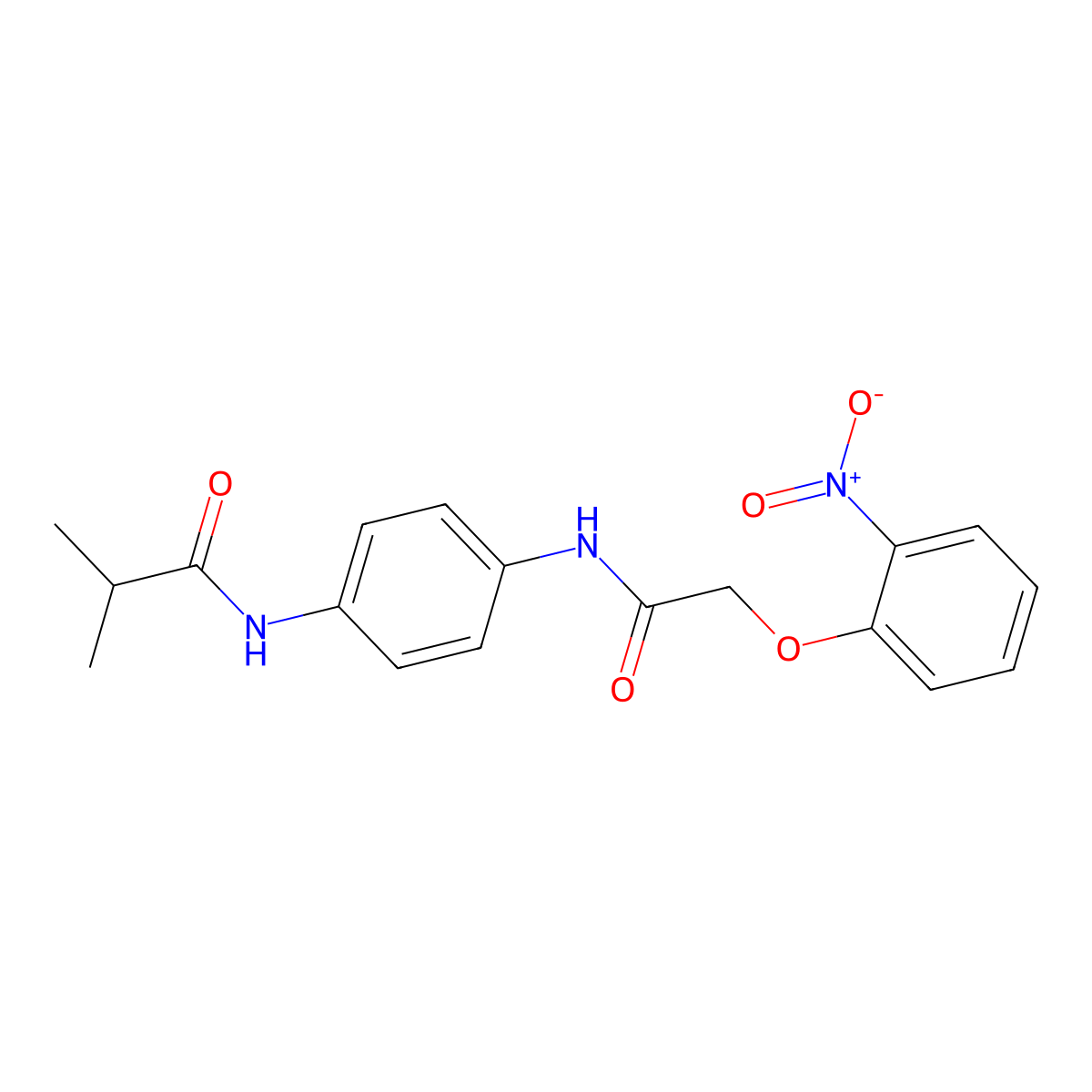 2-methyl-N-[4-[[2-(2-nitrophenoxy)acetyl]amino]phenyl]propanamide molecular structure, CAS 640757-68-2