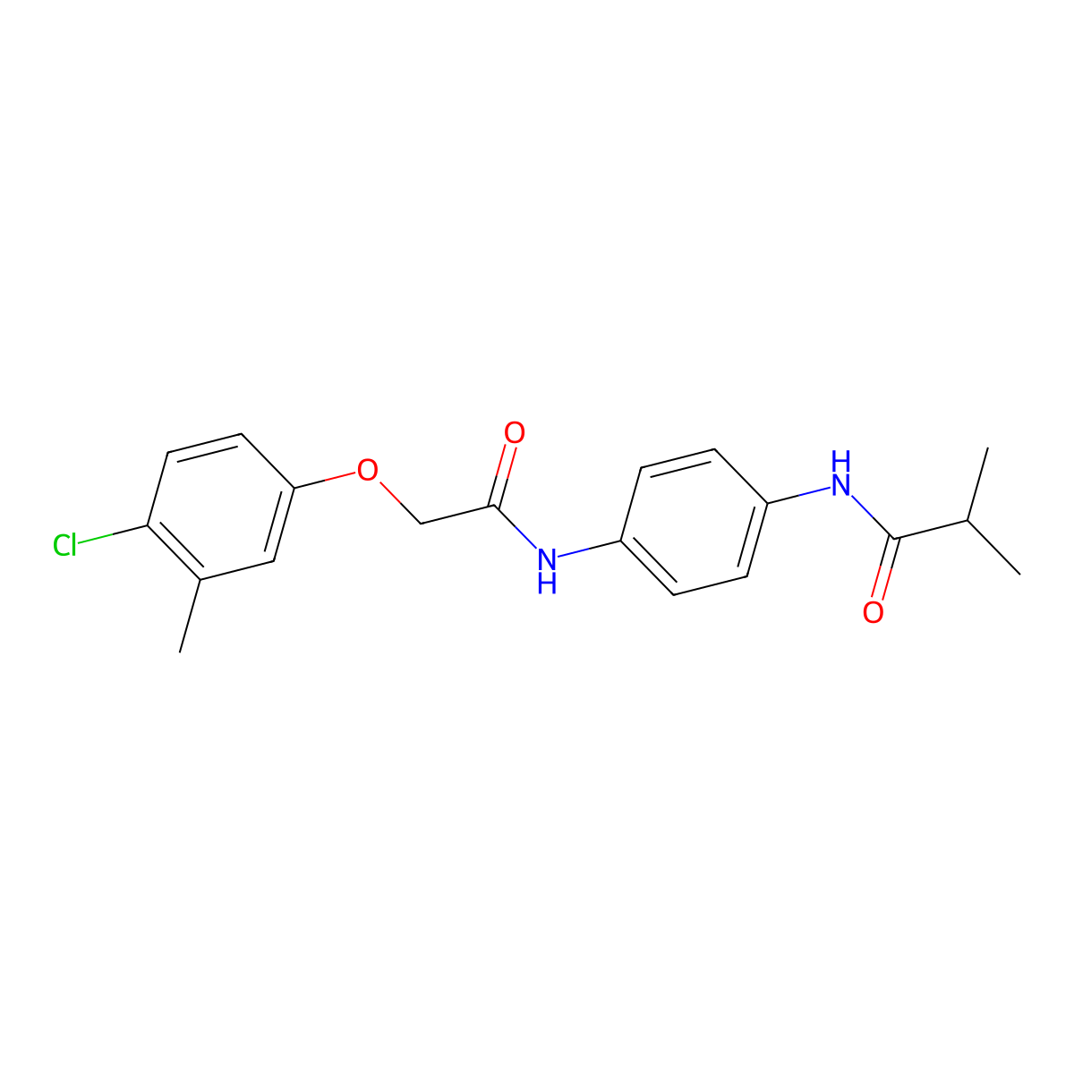 N-[4-[[2-(4-chloro-3-methylphenoxy)acetyl]amino]phenyl]-2-methylpropanamide molecular structure, CAS 640757-69-3
