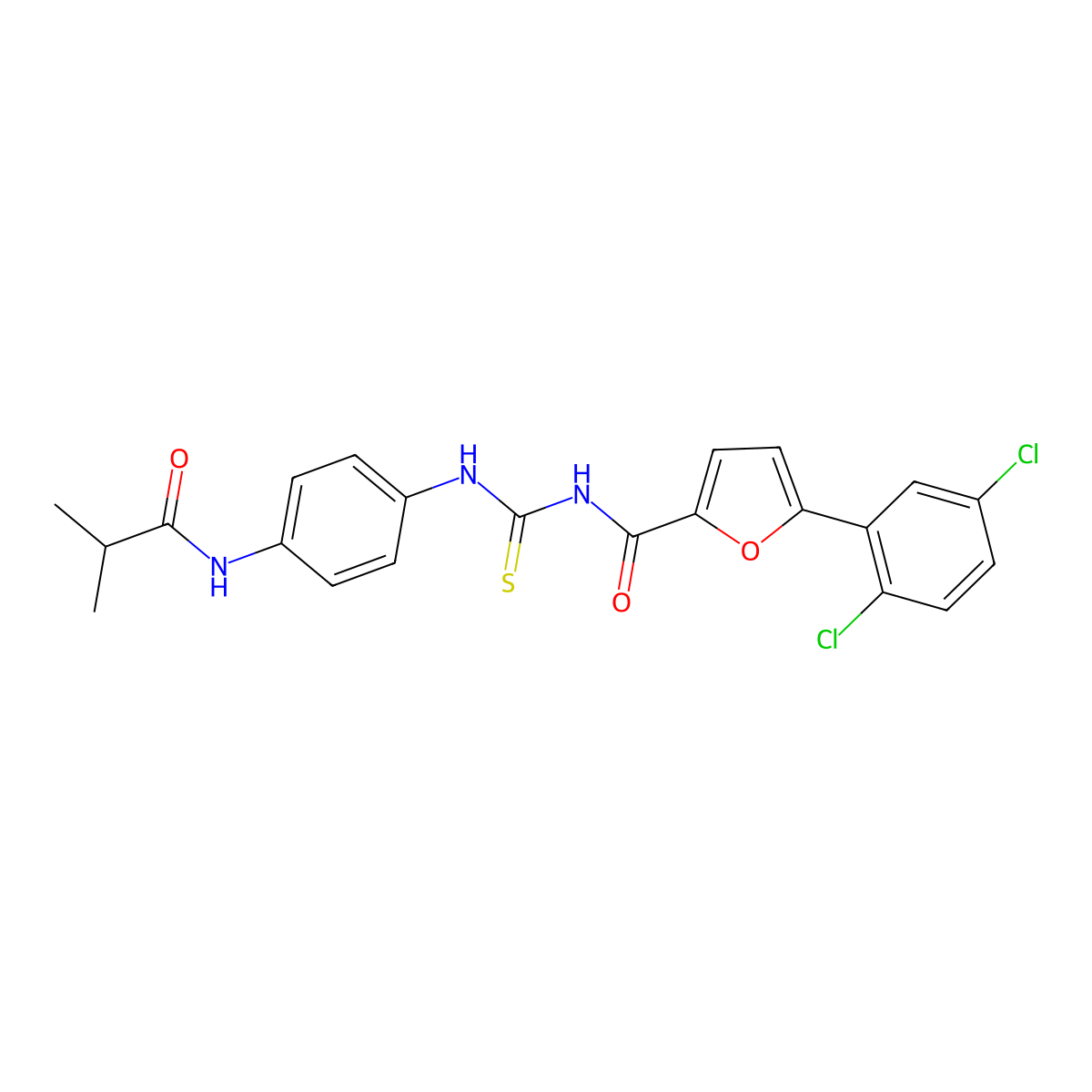 5-(2,5-dichlorophenyl)-N-[[4-(2-methylpropanoylamino)phenyl]carbamothioyl]furan-2-carboxamide molecular structure, CAS 640757-71-7