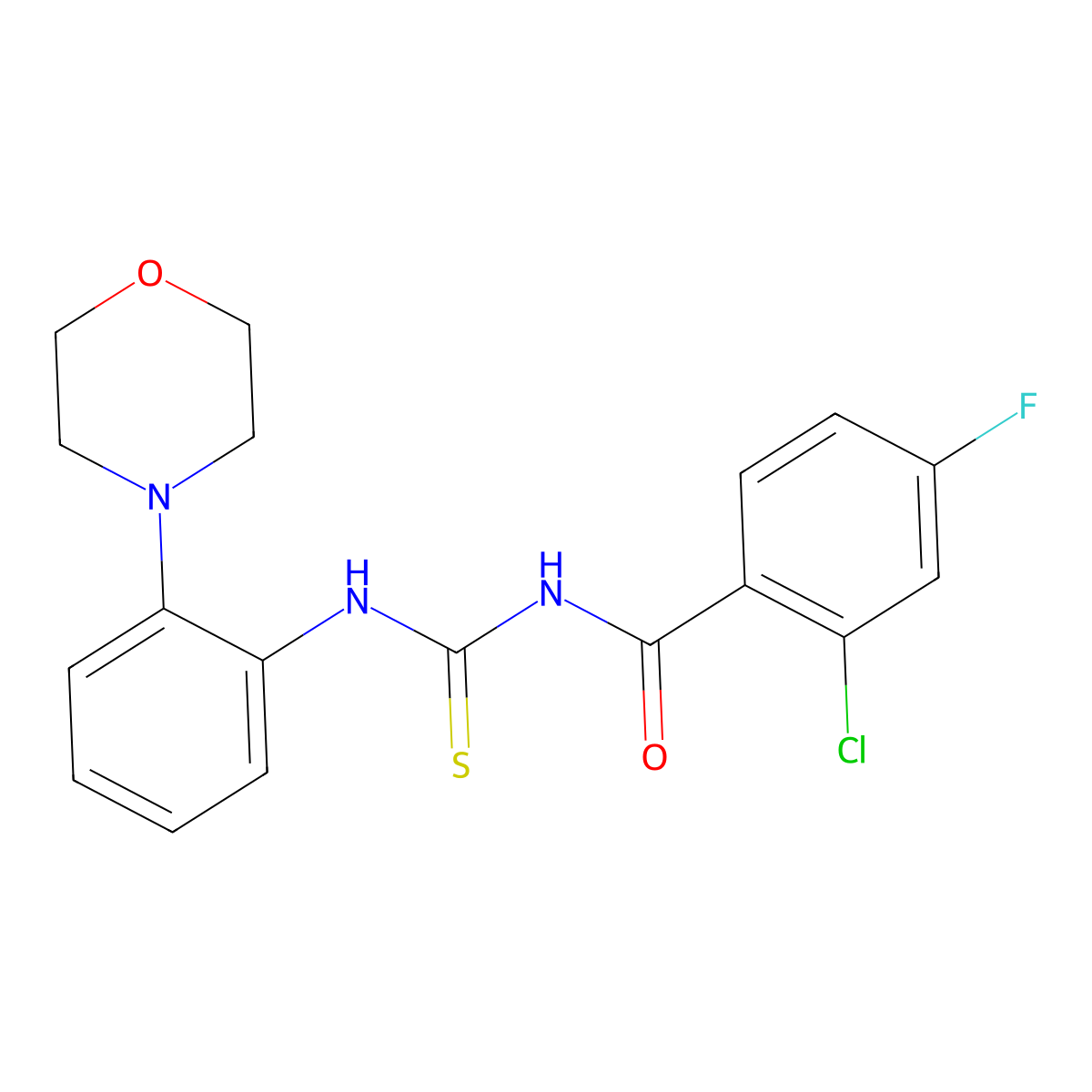 2-chloro-4-fluoro-N-[(2-morpholin-4-ylphenyl)carbamothioyl]benzamide molecular structure, CAS 640757-77-3